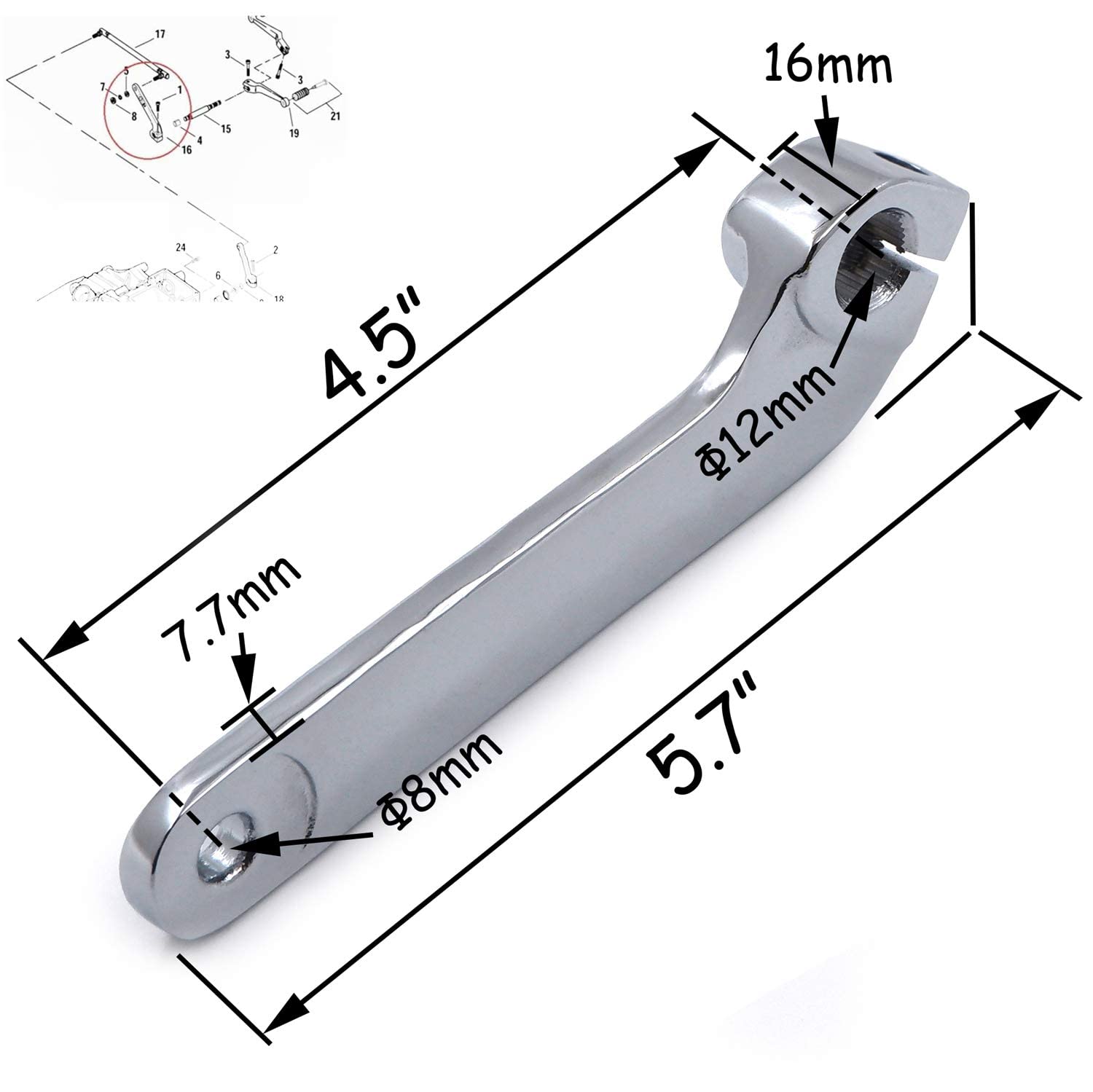 Xkmt- Adjustable Inner Shift Shifter Rod Lever Shaft Compatiable With Harley 1982-2018 Flt/Road Glide Fltrx 2015-2020 In Chrome