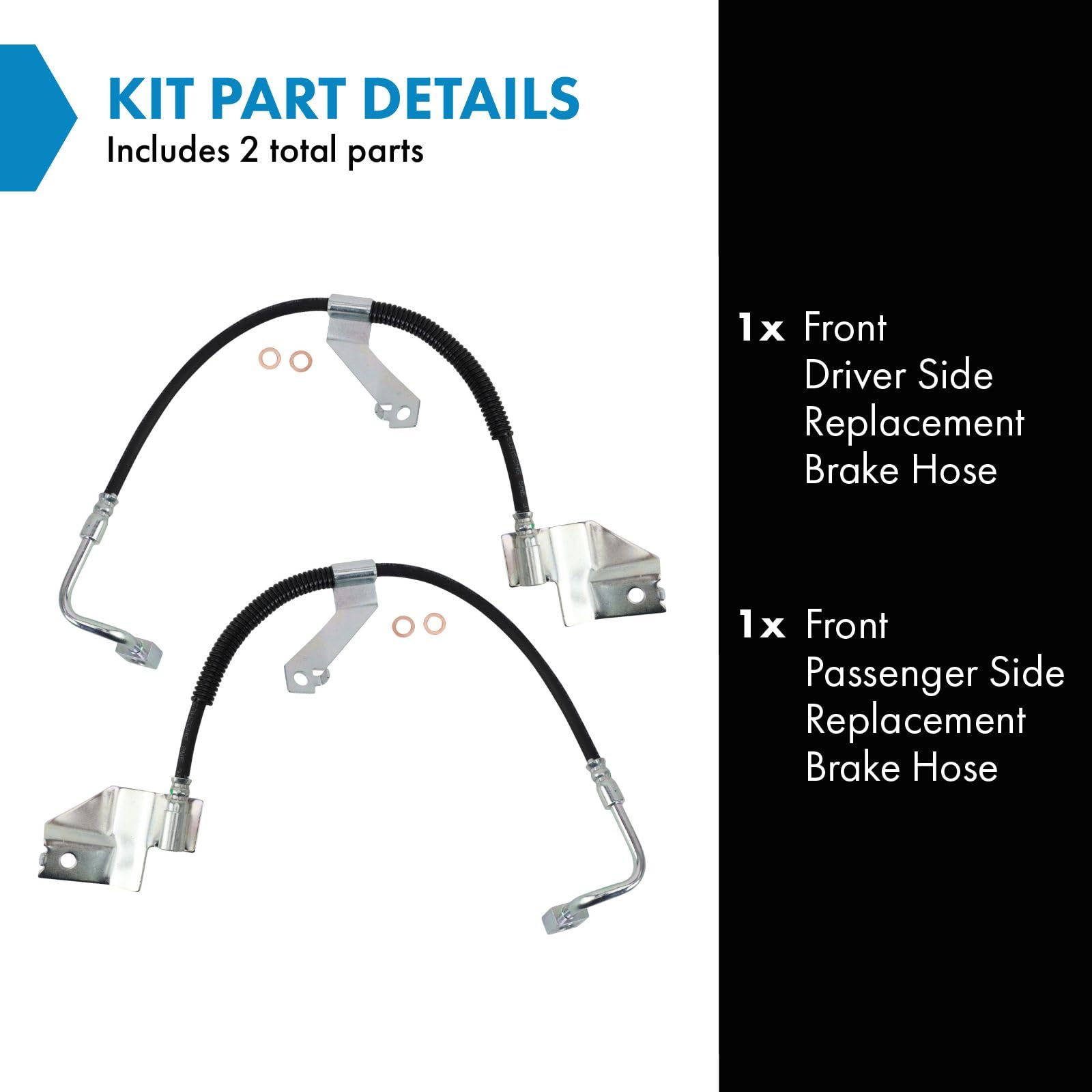 Trq Front Brake Hose Set Compatible With 1999-2002 Ford Expedition 1999-2003 F-150 2004 F-150 Heritage 1999 F-250 2002 Lincoln B