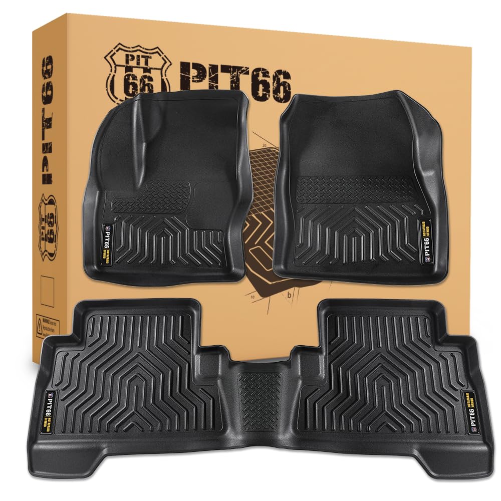 Pit66 Floor Mats Compatible With 2013-2019 Ford Escape Fit 2013-2018 Ford C-Max, (Heavy Duty) Tpe 3-Piece Premium Floor Liners I