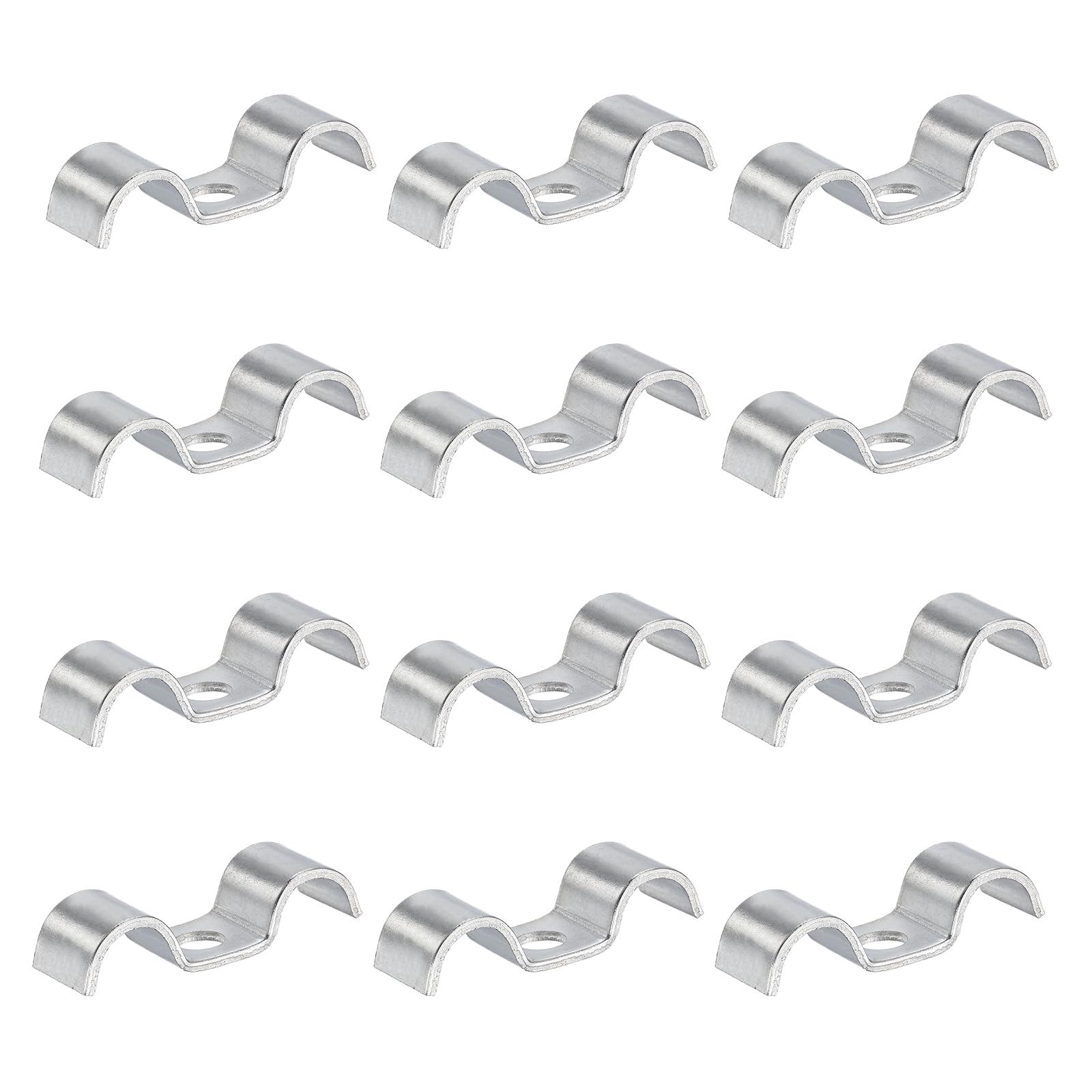 HARFINGTON 12Pcs Stainless Steel Double Line Clamp 12 mm / 1/2 inch Fuel Lines Clips M-Shape Mounting Clip for Brake Fuel Lines 