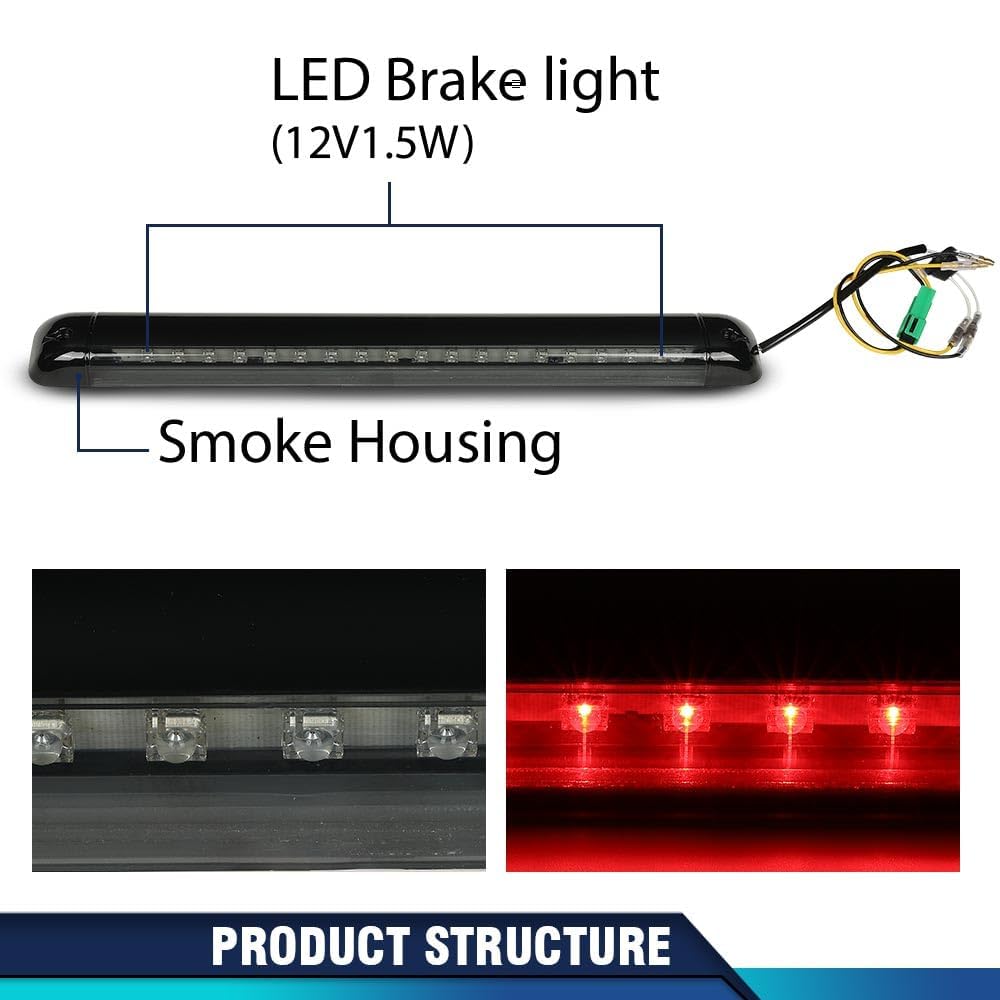 Pit66 Third 3Rd Brake Light Led Compatible With Chevy Blazer S10 1994-2005/Fit Suburban Yukon 1992-2004/Fit Gmc Jimmy 1994-2001