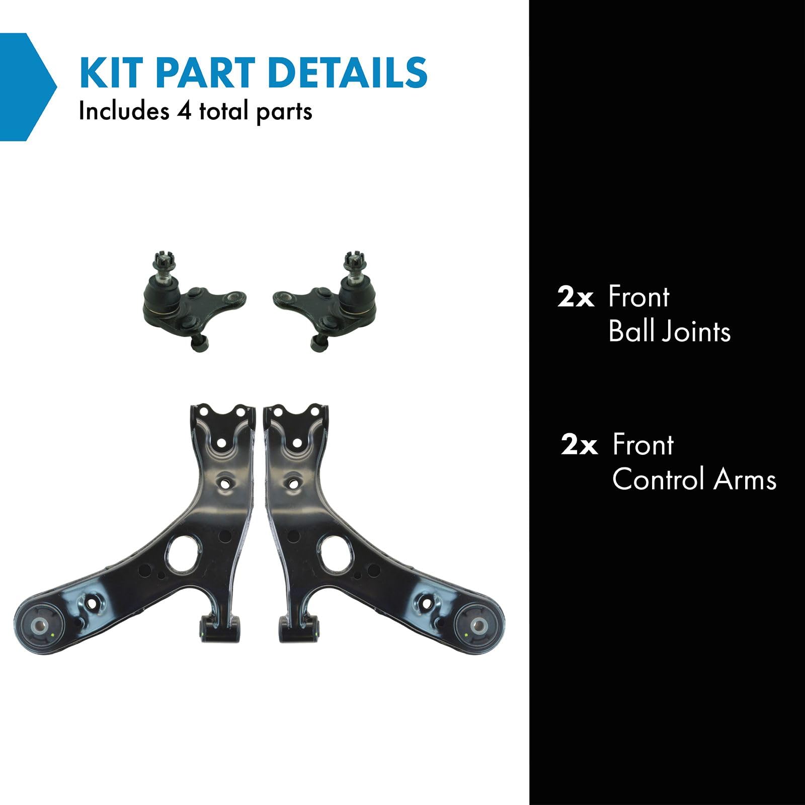 TRQ Front Lower Control Arm with Ball Joint Set Compatible with 2010-2012 Lexus HS250h 2016 Scion iM 2011-2016 tC 2008-2015 xB 2