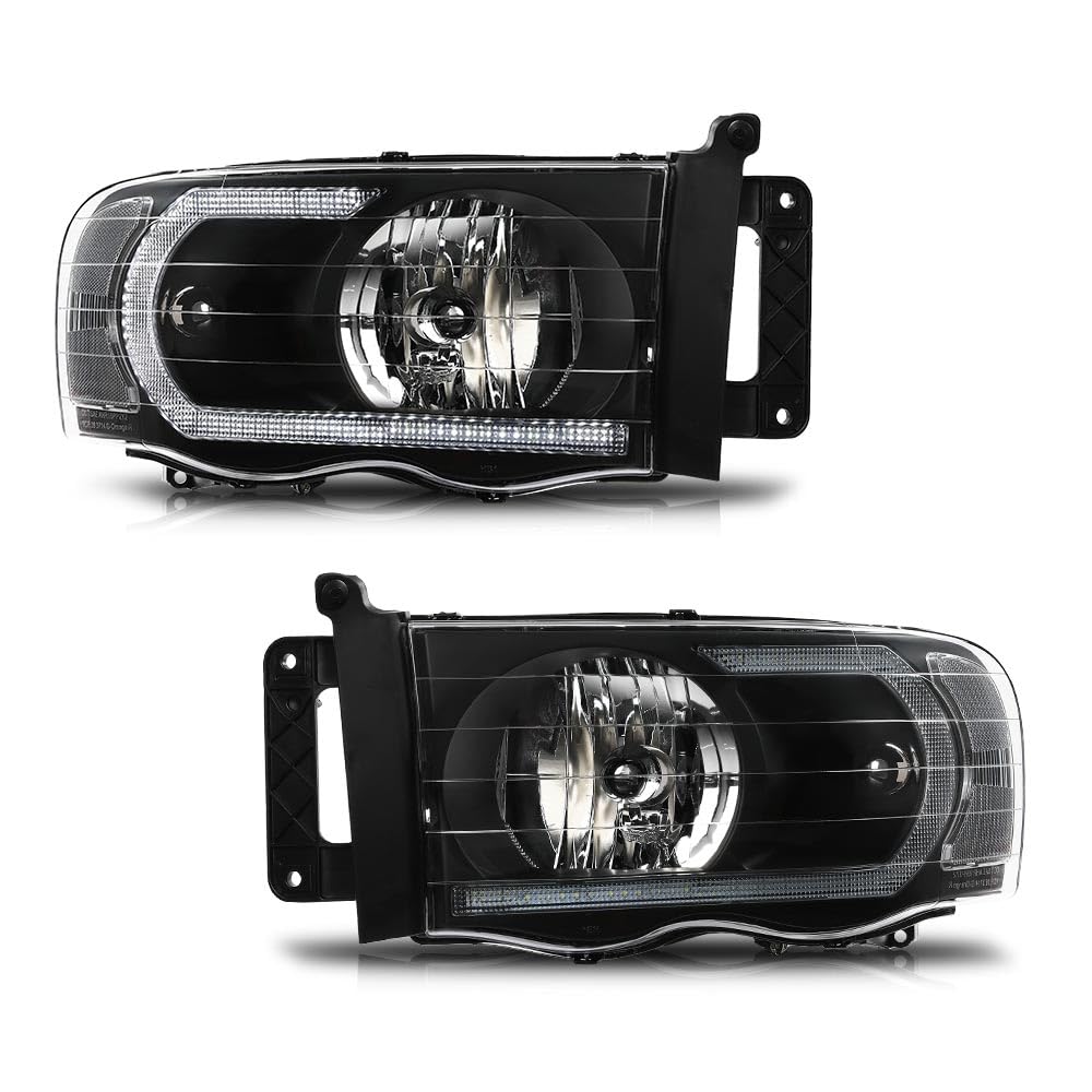 G-PLUS LED Headlights Assembly Compatible with Dodge Ram 1500 2002-2005, Fit Dodge Ram 2500 3500 2003-2005 Headlamps Assembly, C