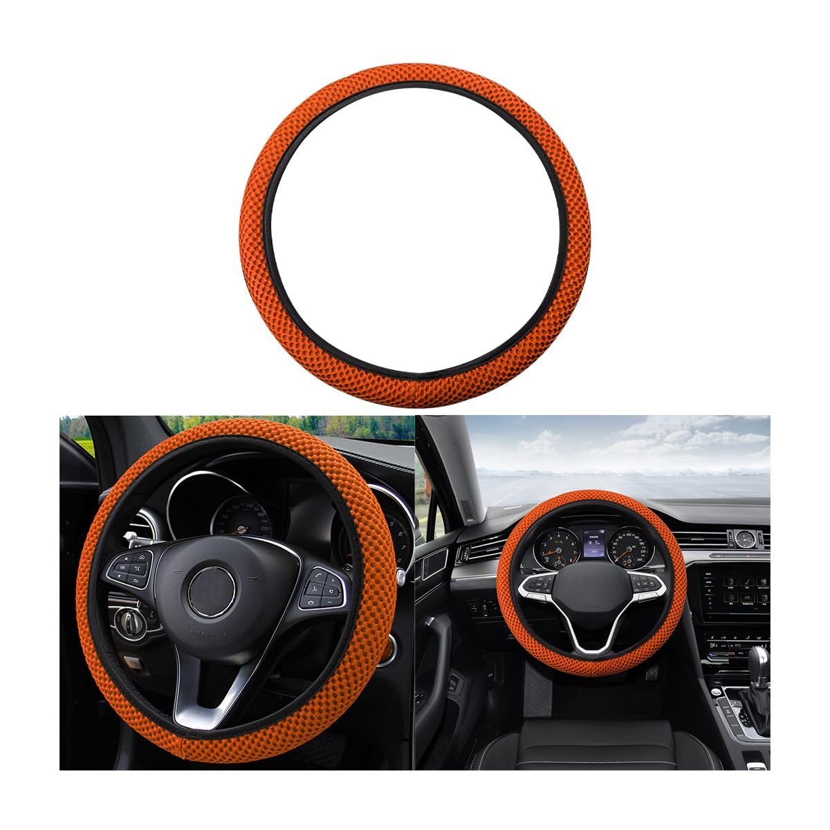 Moly Magnolia Elastic Stretch Steering Wheel Cover, Universal 15 Inch Automotive Steering Wheel Cover, Microfiber Breathable Ant