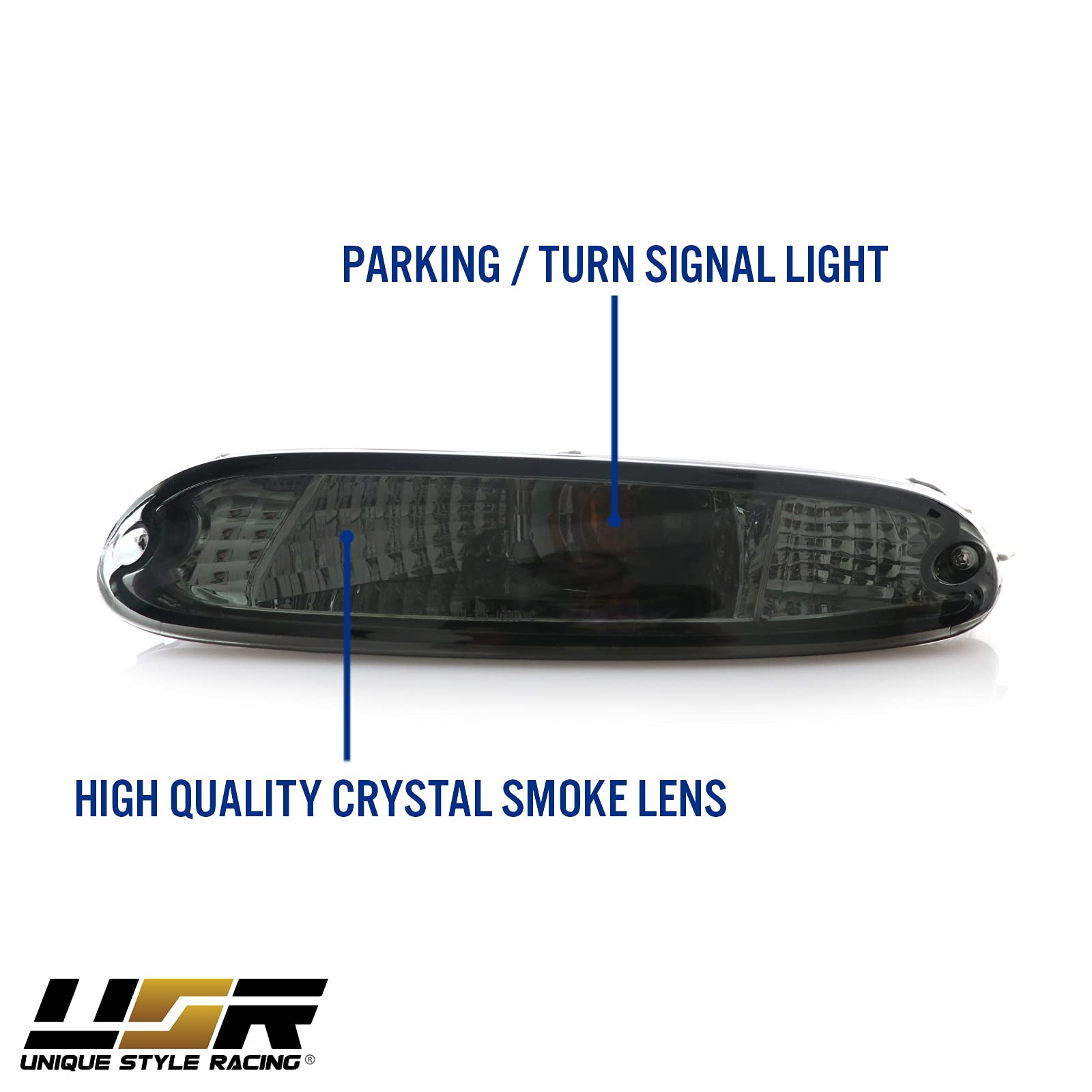 Usr Depo 90-97 Mx-5 Signal Lights - Jdm Crystal Style Front Bumper Turn Signal Lamps Set (Left + Right) Compatible With 1990-1997 Mazda Mx5 Mk1 Miata (Jdm Crystal Style All Smoked Out Lens)