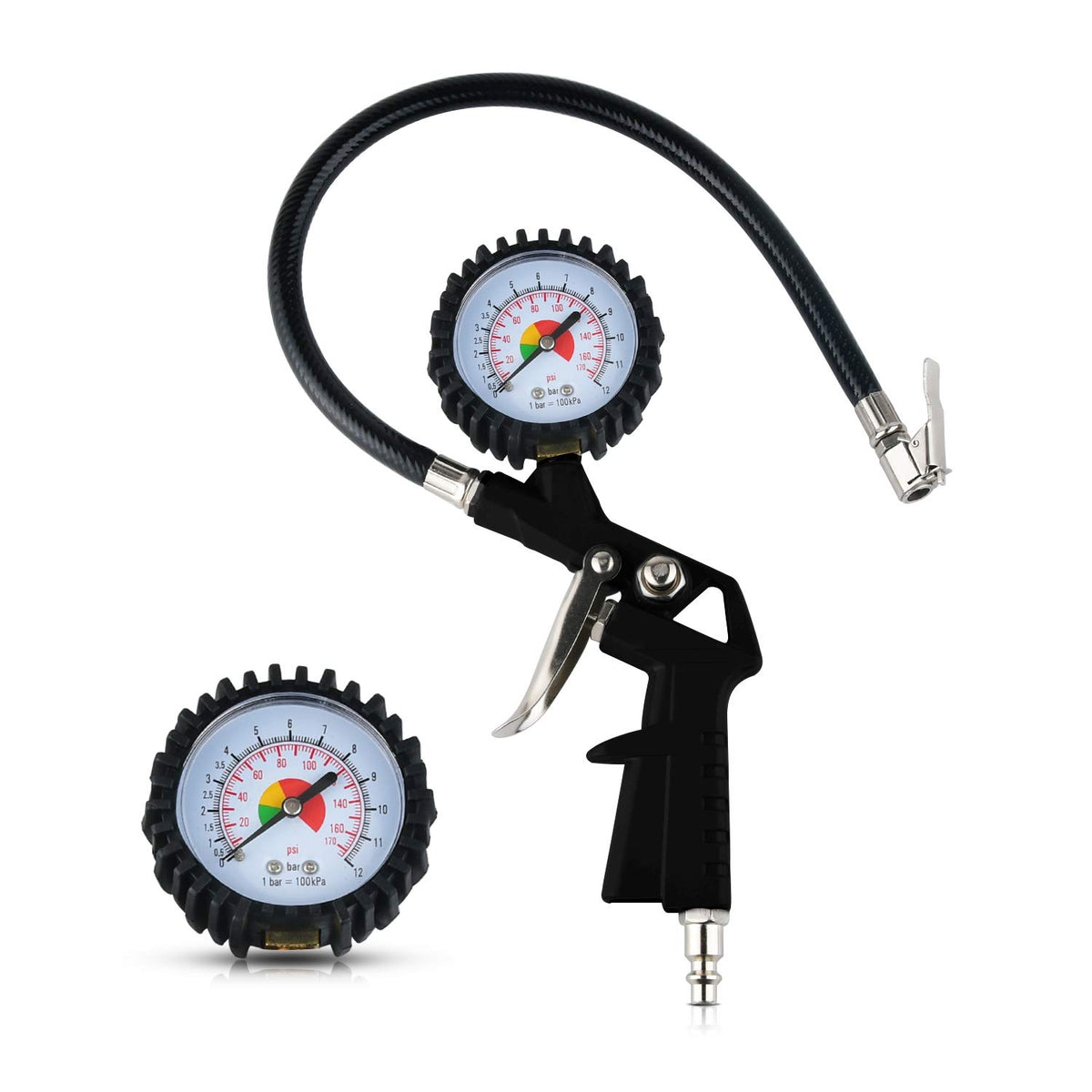 0-170Psi Tyre Air Inflator Dial Pressure Meter Gauge 12 Bar Air Tyre Inflator With Gauge For Car Van Tool Air Compressor