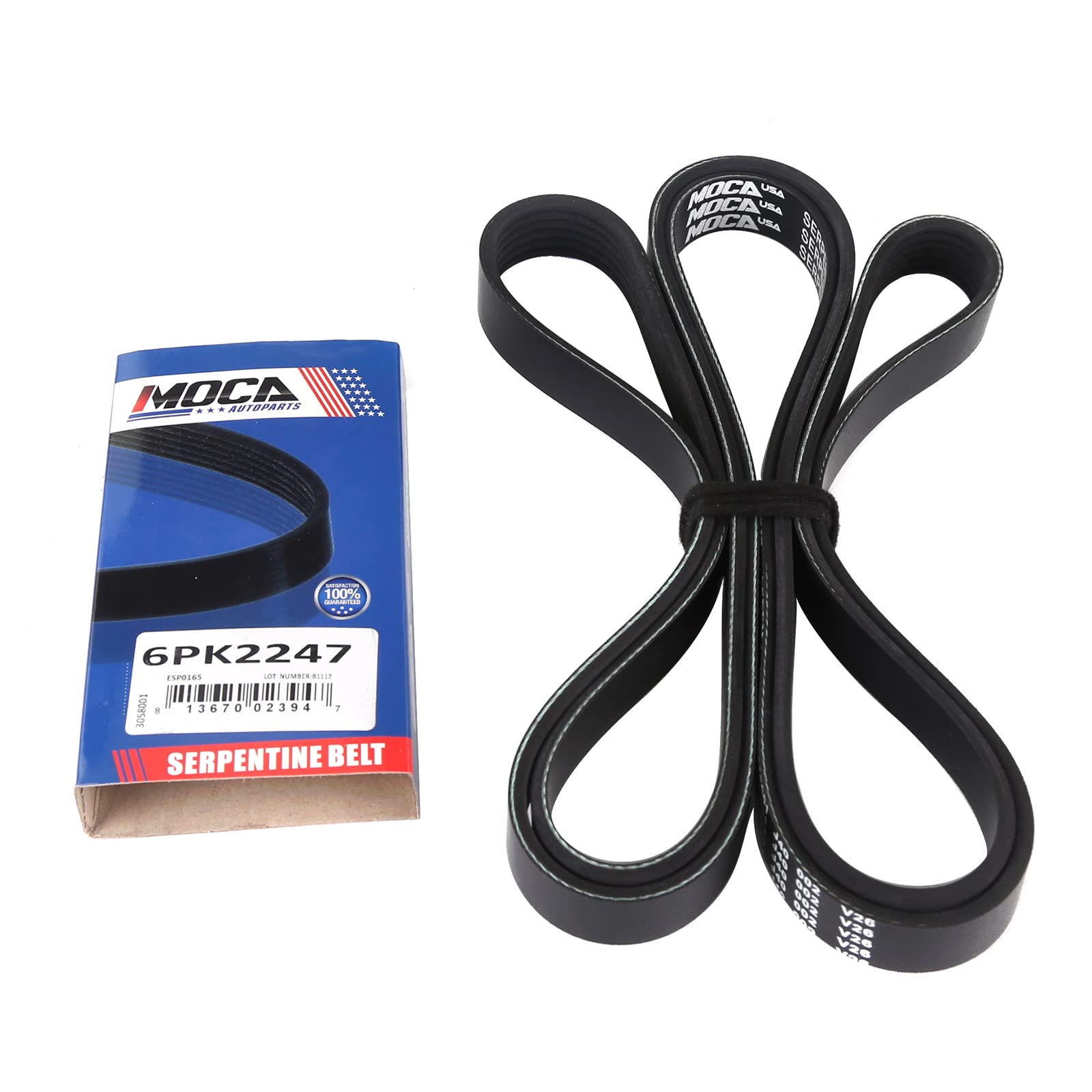 MOCA 6PK2247 EPDM Serpentine Belt Fits for Nissan Sentra 2.5L DOHC 4-Door