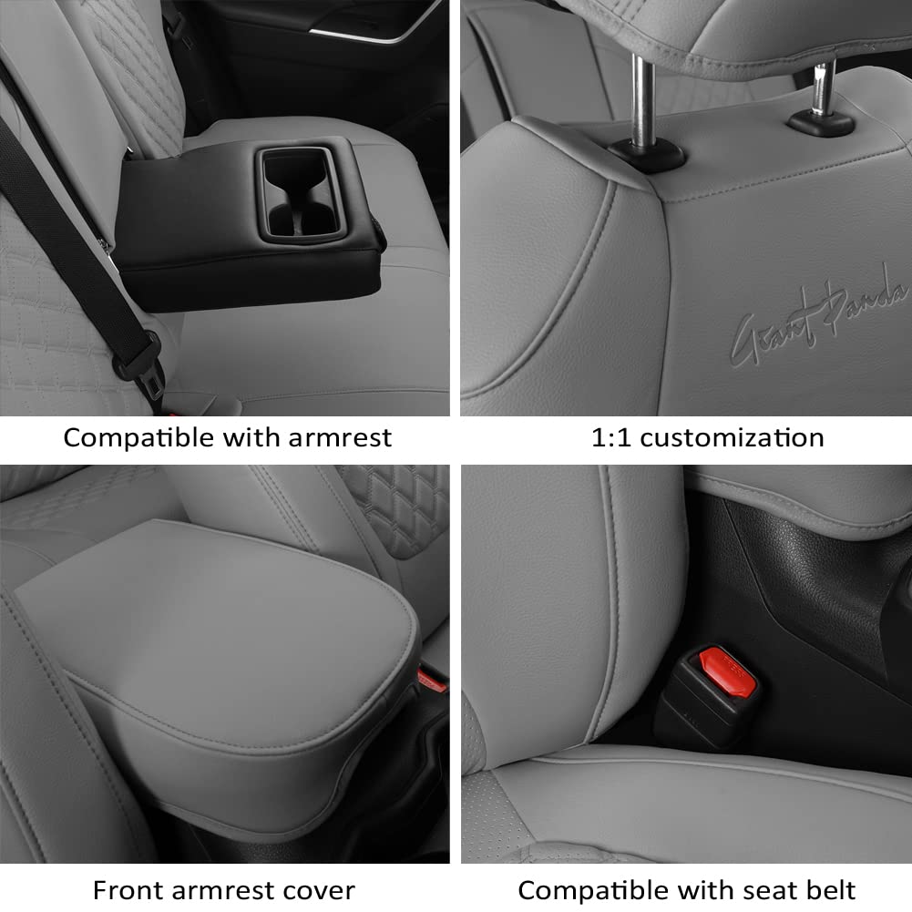 GIANT PANDA Pu Leather Car Seat Covers Full Set Custom Fit for 2019 2020 2021 2022 2023 2024 2025 Toyota RAV4 LE, XLE, XLE Premi