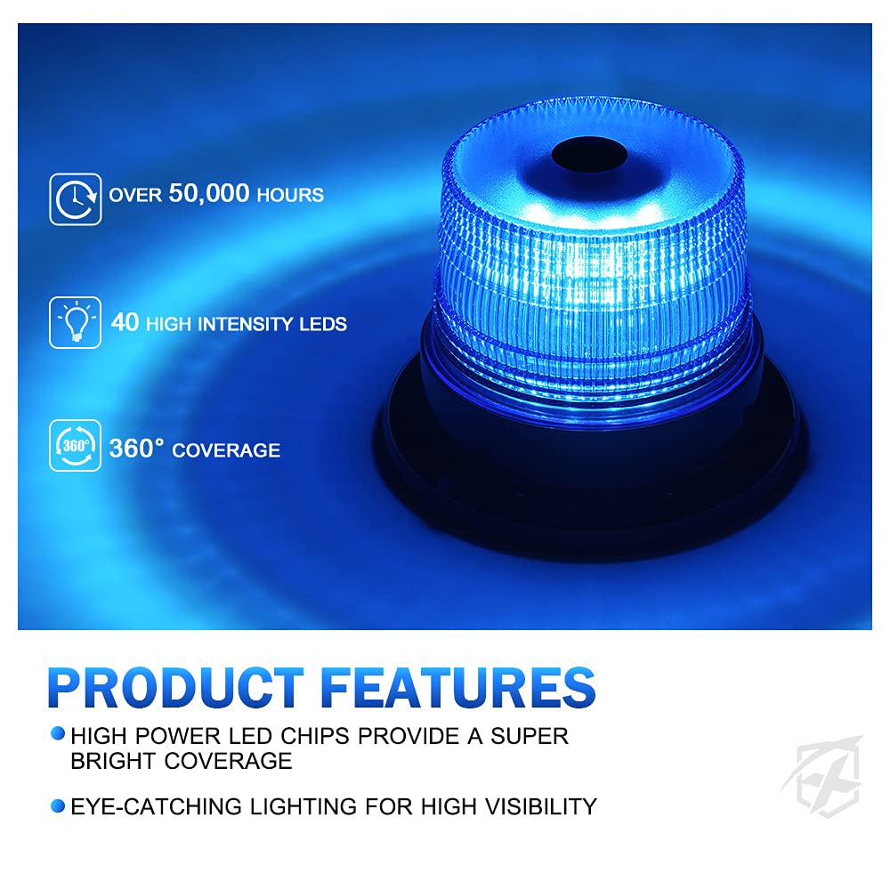 Xprite Blue Led Rooftop Beacon Strobe Light W/Magnetic Base Warning Safety Police Flashing Lights For Law Enforcement Vehicles F
