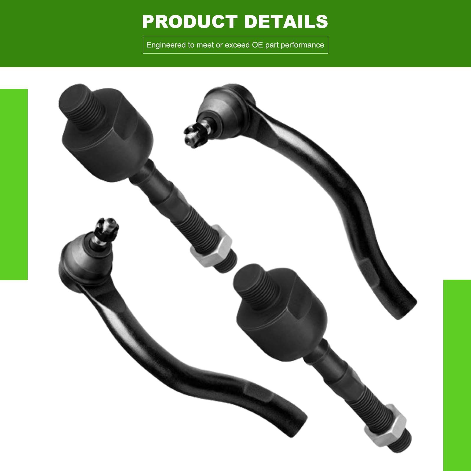 Scitoo 12Pcs Front Suspension Kit 2 Upper Control Arm And Ball Joint 2 Lower Control Arm 2 Lower Ball Joint 4 Tie Rods 2 Sway Ba