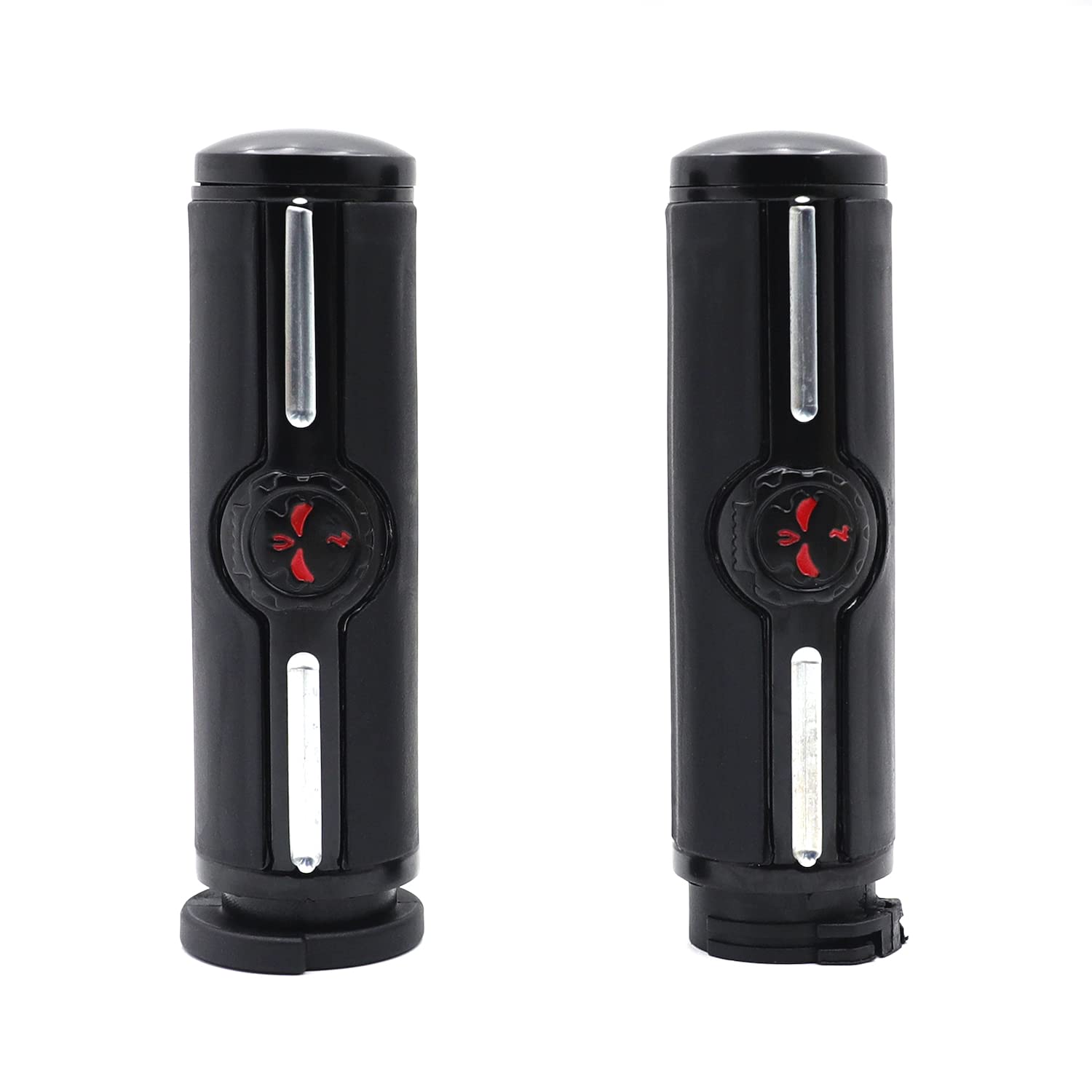 Httmt Mt291-020A- Black Handlebar Skull Groove Hand Grips Compatible With Harley 96-Later Vrsc, Xl, Xr, Dyna, Softail (Except Fl