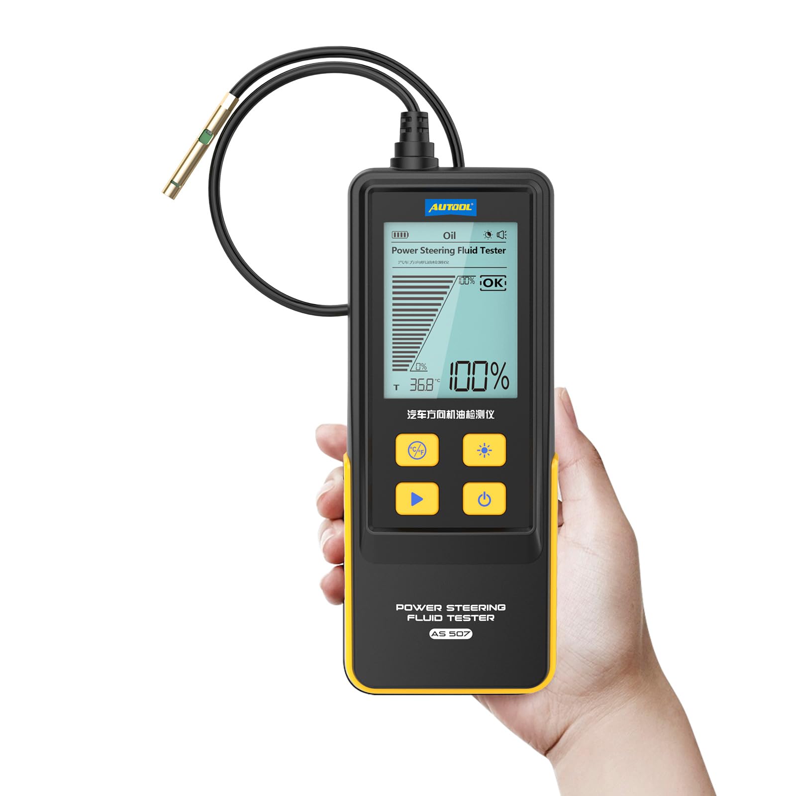 AUTOOL AS507 Power Steering Fluid Tester, Light Transmittance Oil Quality Tester, Power Steering Oil Aging & Contamination Detec