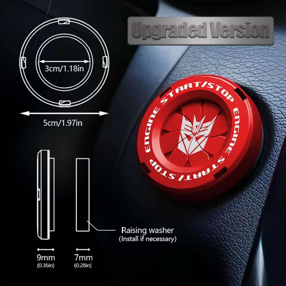 Tybasthe Rotary Push Start Button Cover, Transformers Car Accessories Engine Start Stop Button Cover, Decepticon Car Stickers In