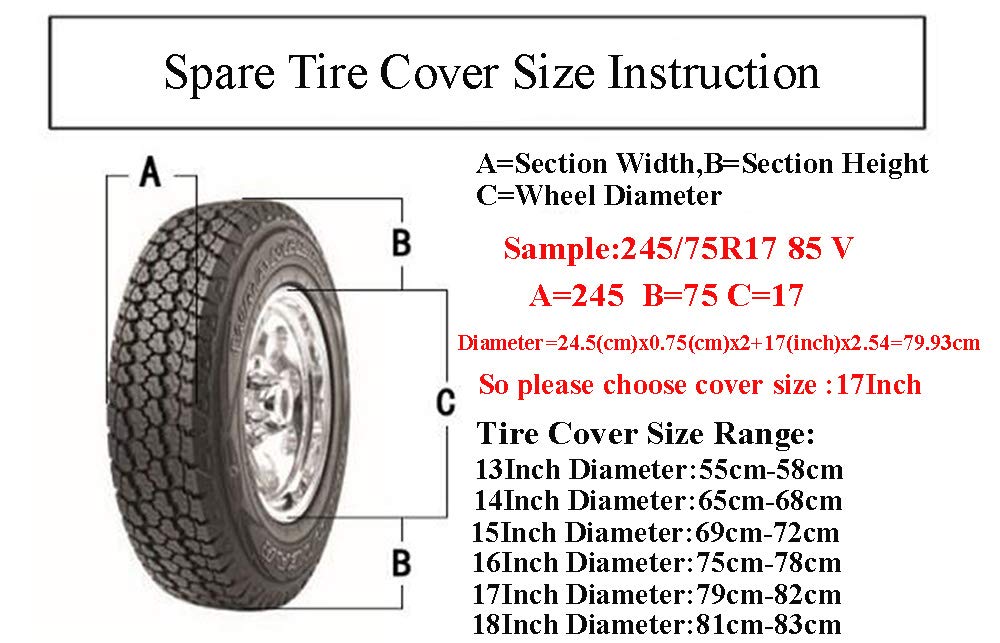 Comily Plus+ 15Inch Universal Pvc Spare Tire Wheel Cover Waterproof Dustproof Protector-Plain Black(15'' For Diameter 27.6''-28.