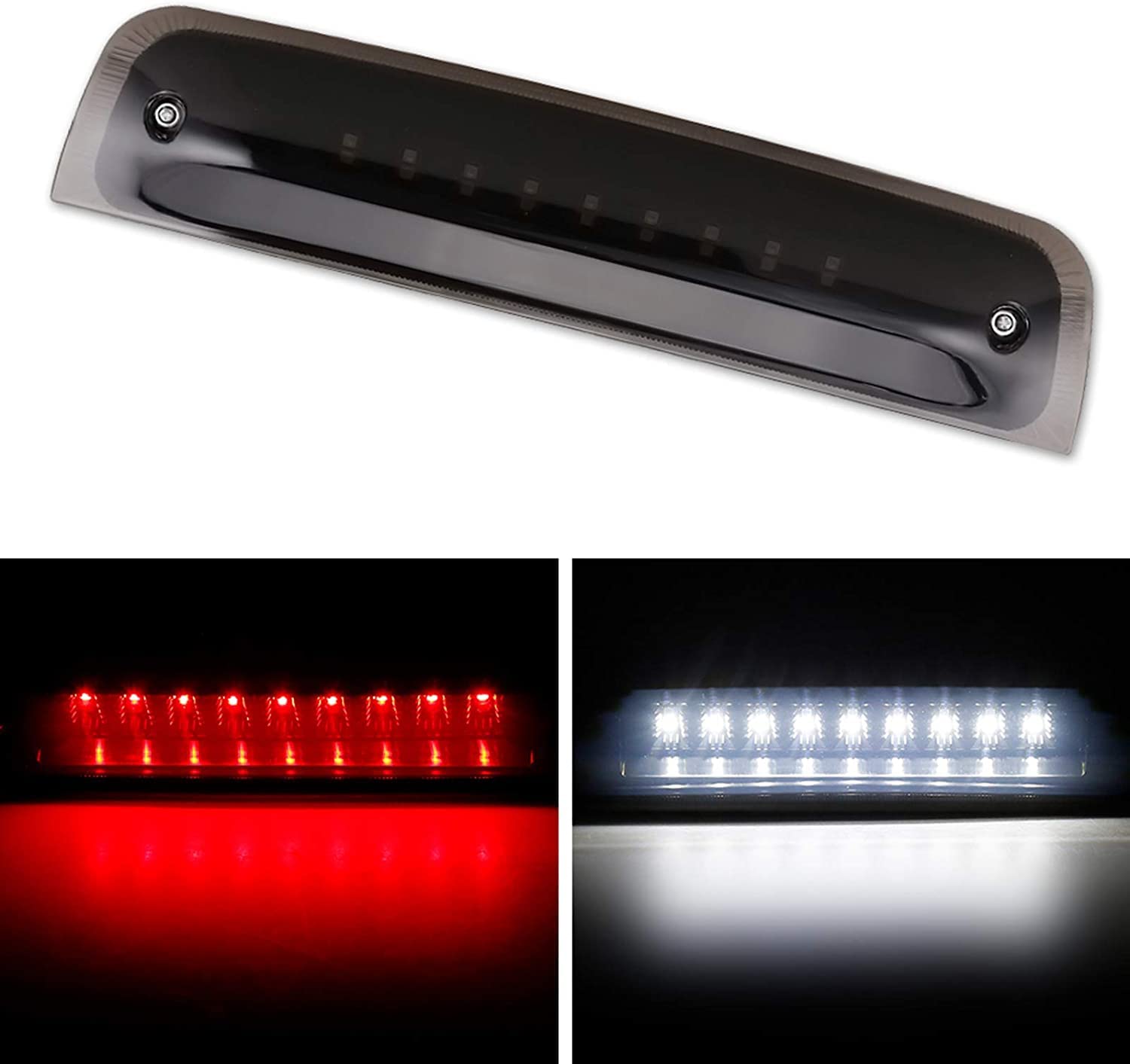 Bordan For Dodge Ram Third Brake Light Stop Lamp Compatible For 2009-2017 Dodge Ram 1500 2010-2017 Dodge Ram 2500 3500 White & R