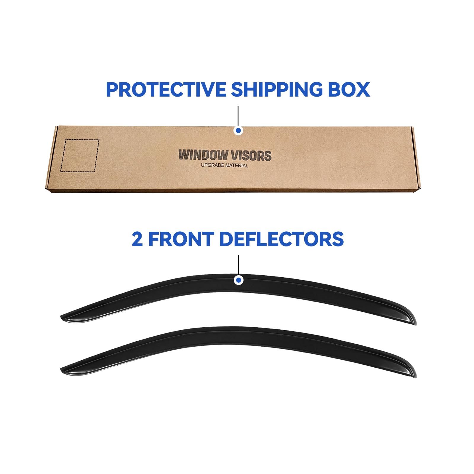 YQAUTEC Window Visors for 2005-2009 Ford Mustang, Smoked Acrylic Wind Deflectors, Model YD-112