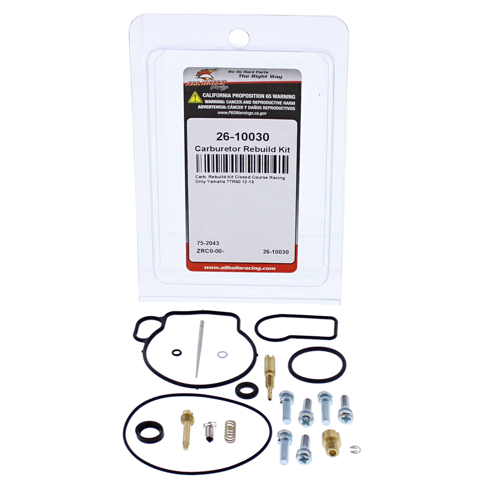 All Balls Carburetor Rebuild Kit 26-10030 Compatible With/Replacement For Yamaha TTR50 2012-2019