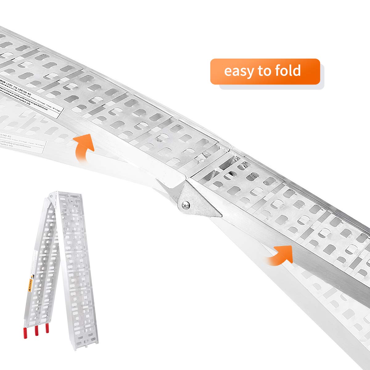 Vendav Atv Ramps For Pickup Trucks 7.5 Ft Aluminum Portable Ramps 1500 Lbs Capacity,2Pc.