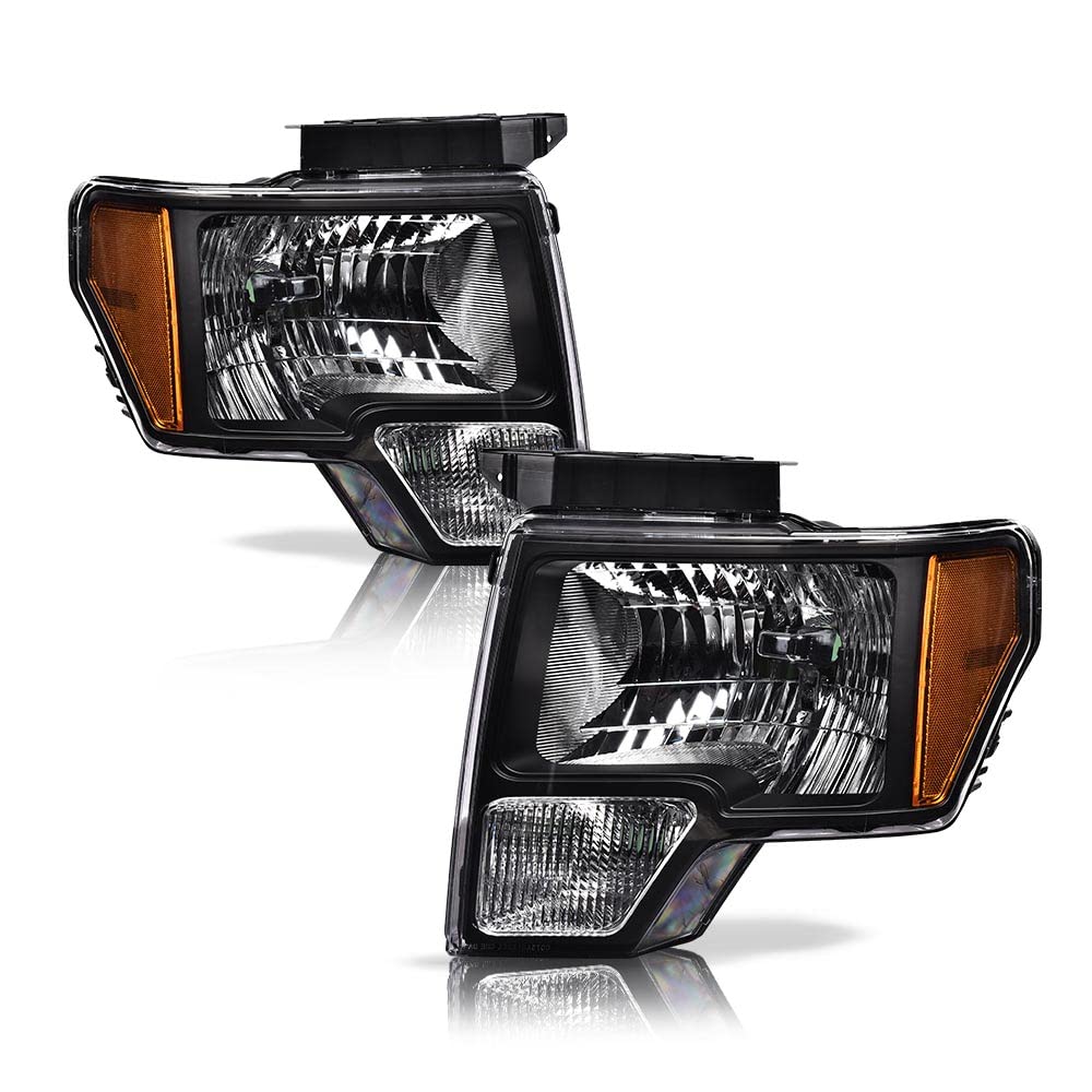 Pit66 Headlight Headlamp Assembly Compatible With Ford F150 2009 2010 2011 2012 2013 2014 Passenger And Driver Halogen Headlamp