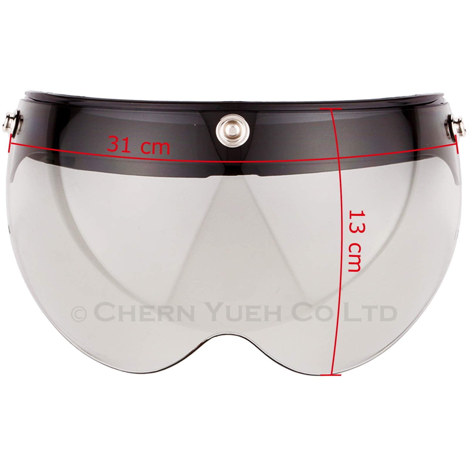 Pilot Style Flip Up Down Shield Visor Lens For 3-Snap Motorcycle Open Face Helmets (Light Smoke)