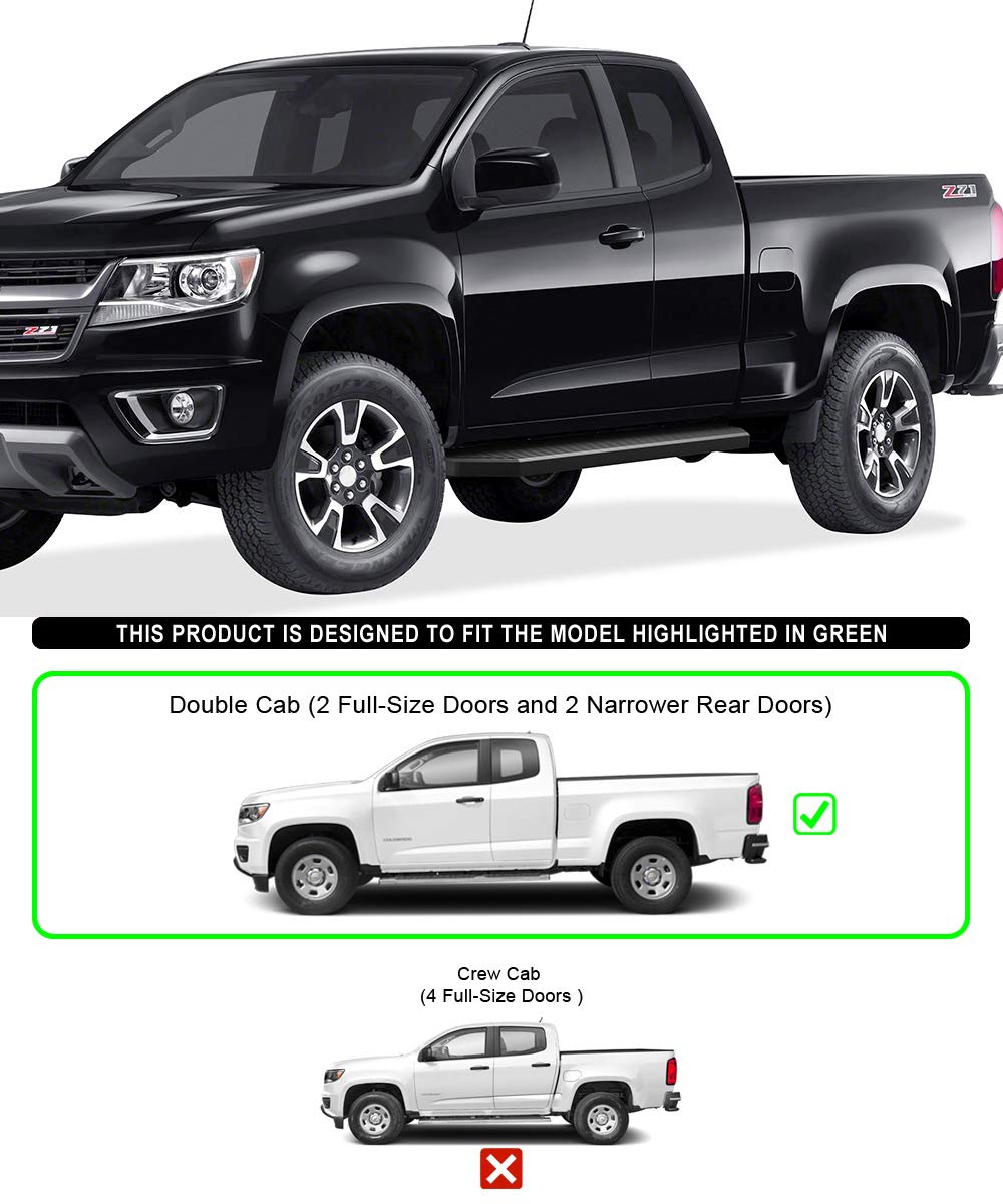 APS 6-inch (Black Powder Coated Flat Style) Running Boards Nerf Bars Side Steps Compatible with Chevy Colorado GMC Canyon 2015-2