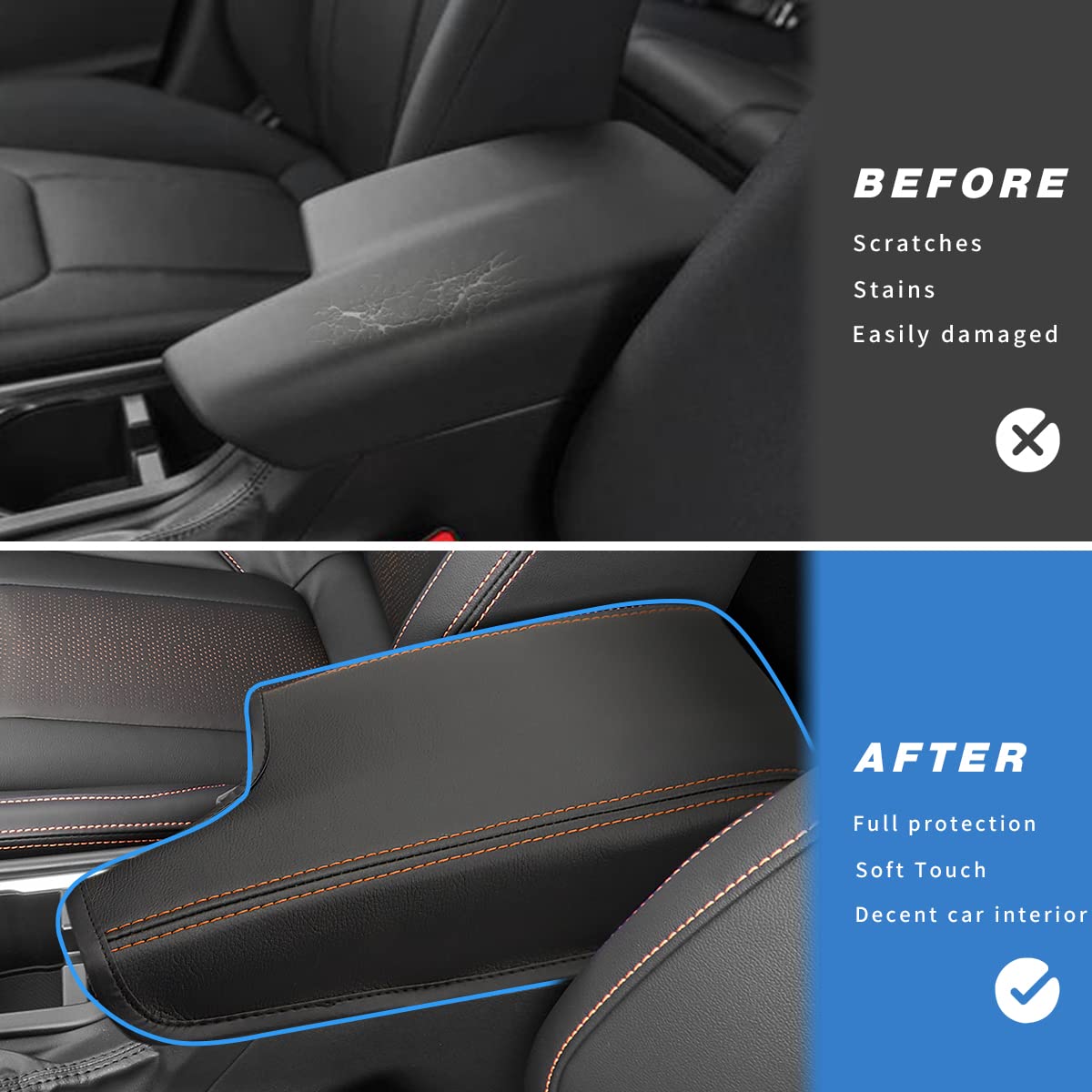 INTGET Car Center Console Armrest Cover for Subaru Crosstrek Accessories 2018 2019 2020 2021 2022 2023 Impreza 2017-2023 Leather