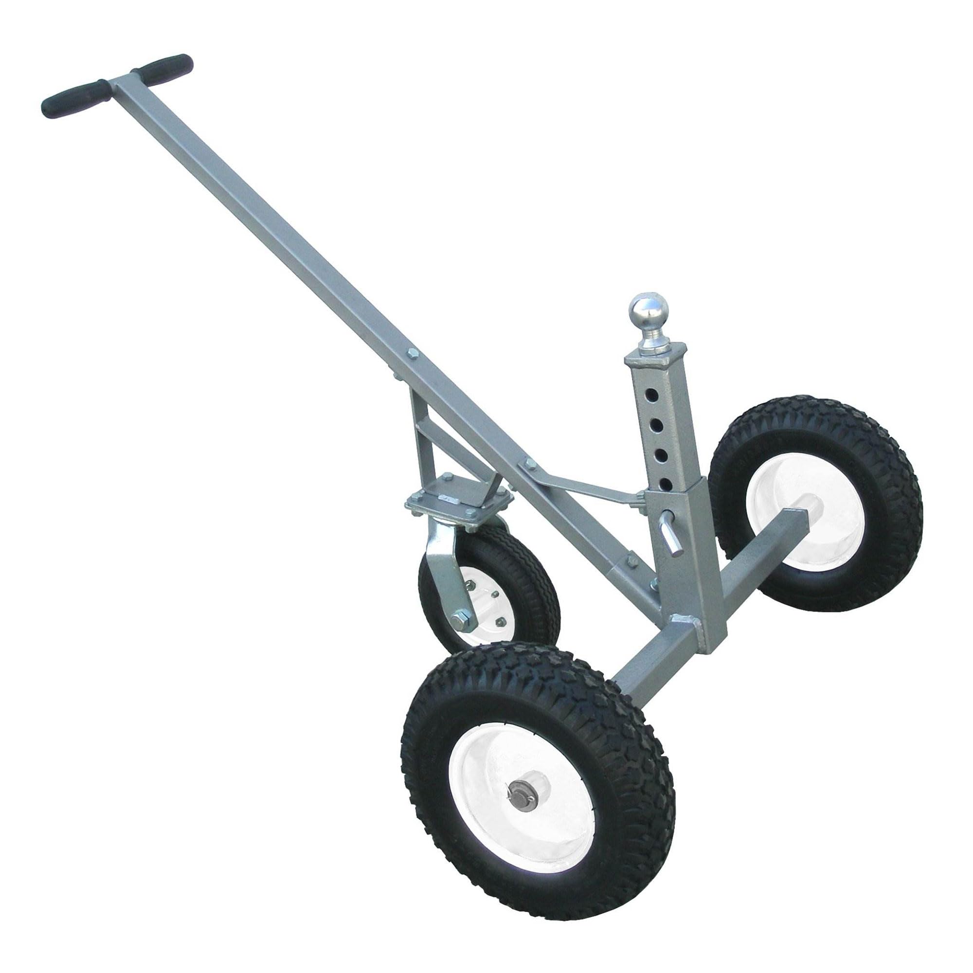 Tow Tuff Adjustable Solid Steel Heavy Duty 800 Pound Capacity Portable Trailer Dolly with 8 Inch Swivel Caster and 12 Inch Flat 