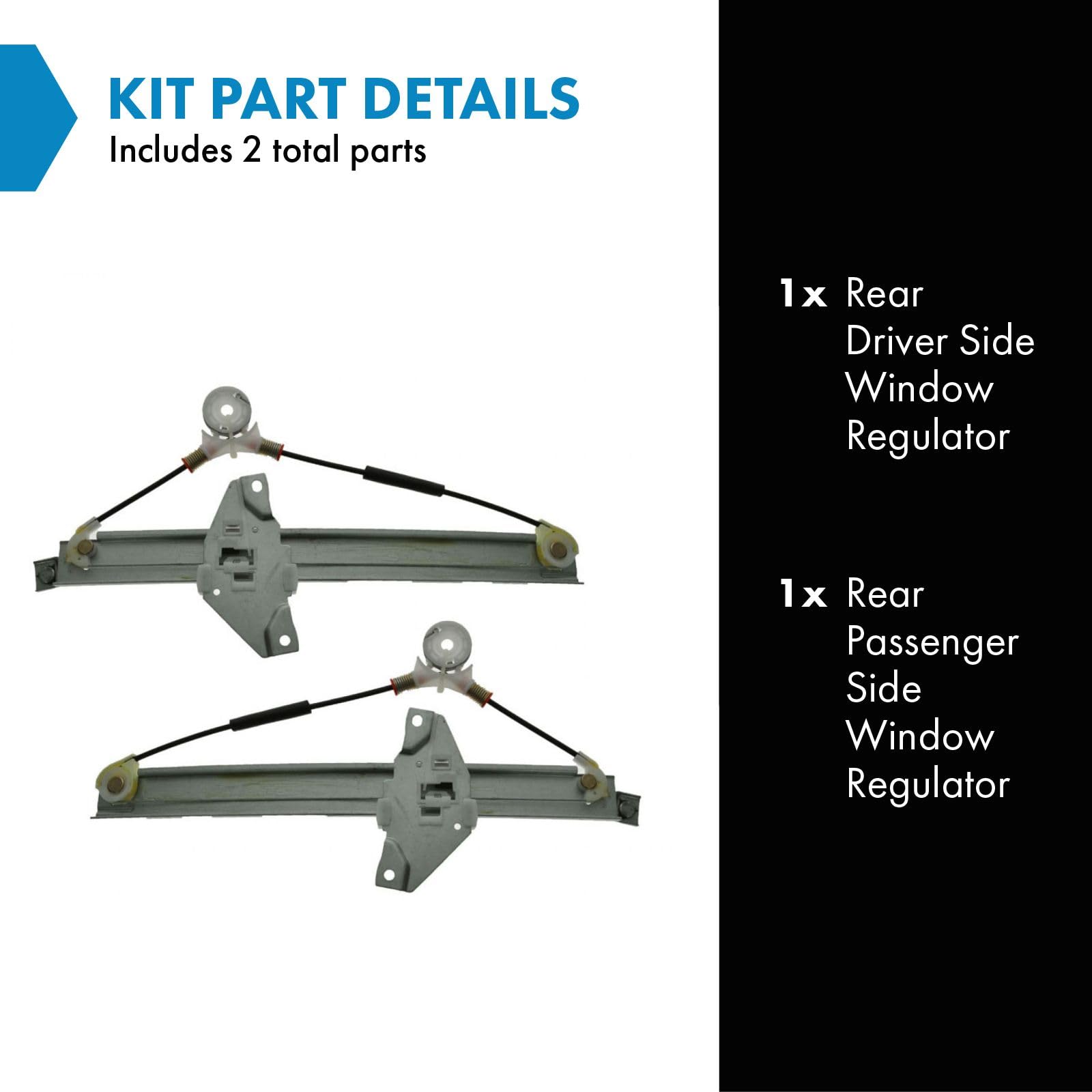Trq Rear Power Window Regulator Set Compatible With 1992-1996 Toyota Camry