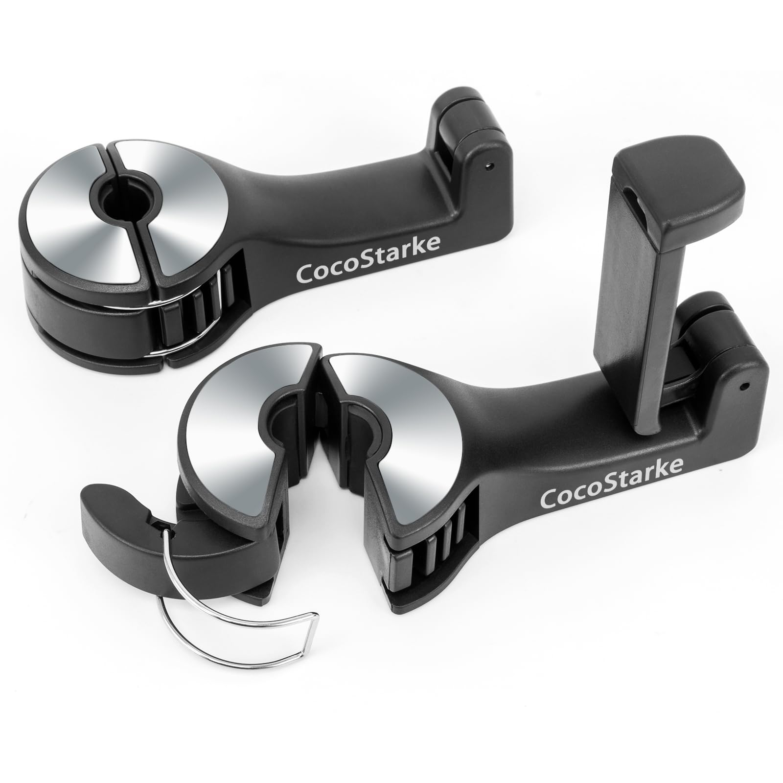 Coco Starke 2 In 1 Car Headrest Hidden Hook With Cell Phone Holder Car Back Seat Hook Universal For Purses And Bags 360 Rotation