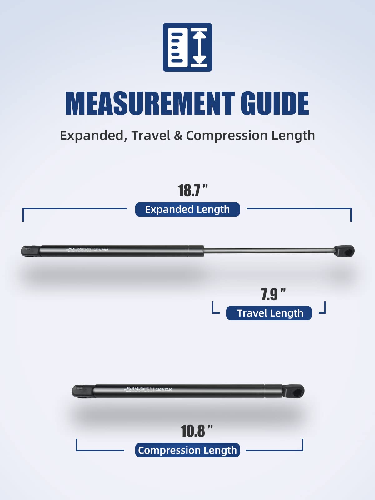 Otuayauto 19 Inch Gas Strut - 178N/40Lbs Universal Lift Support - C1620651 Gas Shocks For Tool Box Shock, Truck Cap Strut, Hydra