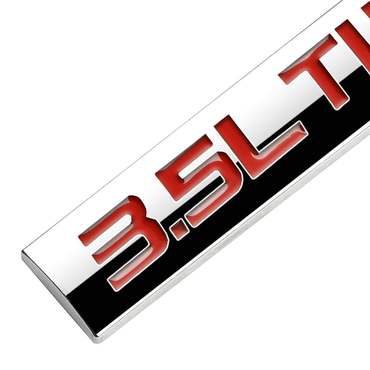 Auto Dynasty Chrome Finish Metal Emblem 3.5L Twin Turbo Badge, (Red Letter)