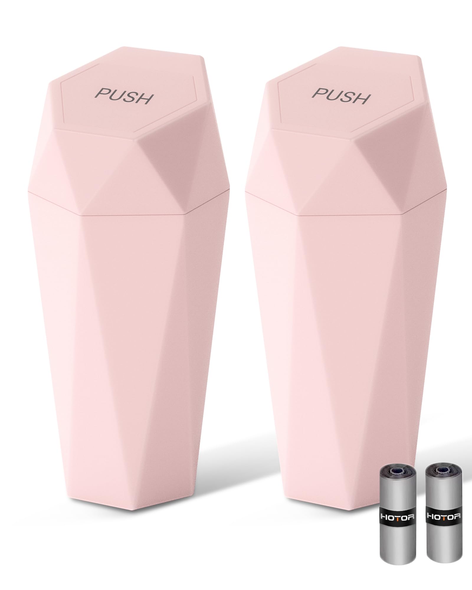 Hotor Car Trash Can With Lid - 2 Pack, Car Accessories For Interior, Leakproof Vehicle Garbage Can With 30 Attached Trash Bags,