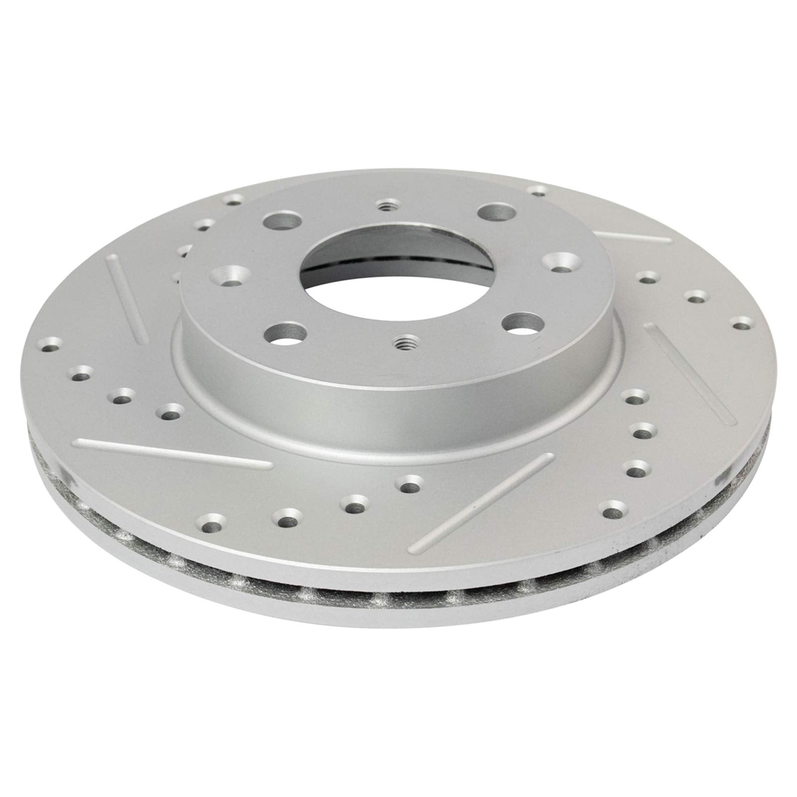 Trq Front Performance Brake Rotors Set Premium G-Coated Cross Drilled & Slotted Compatible With 1990-2000 Honda Civic 1993-1997