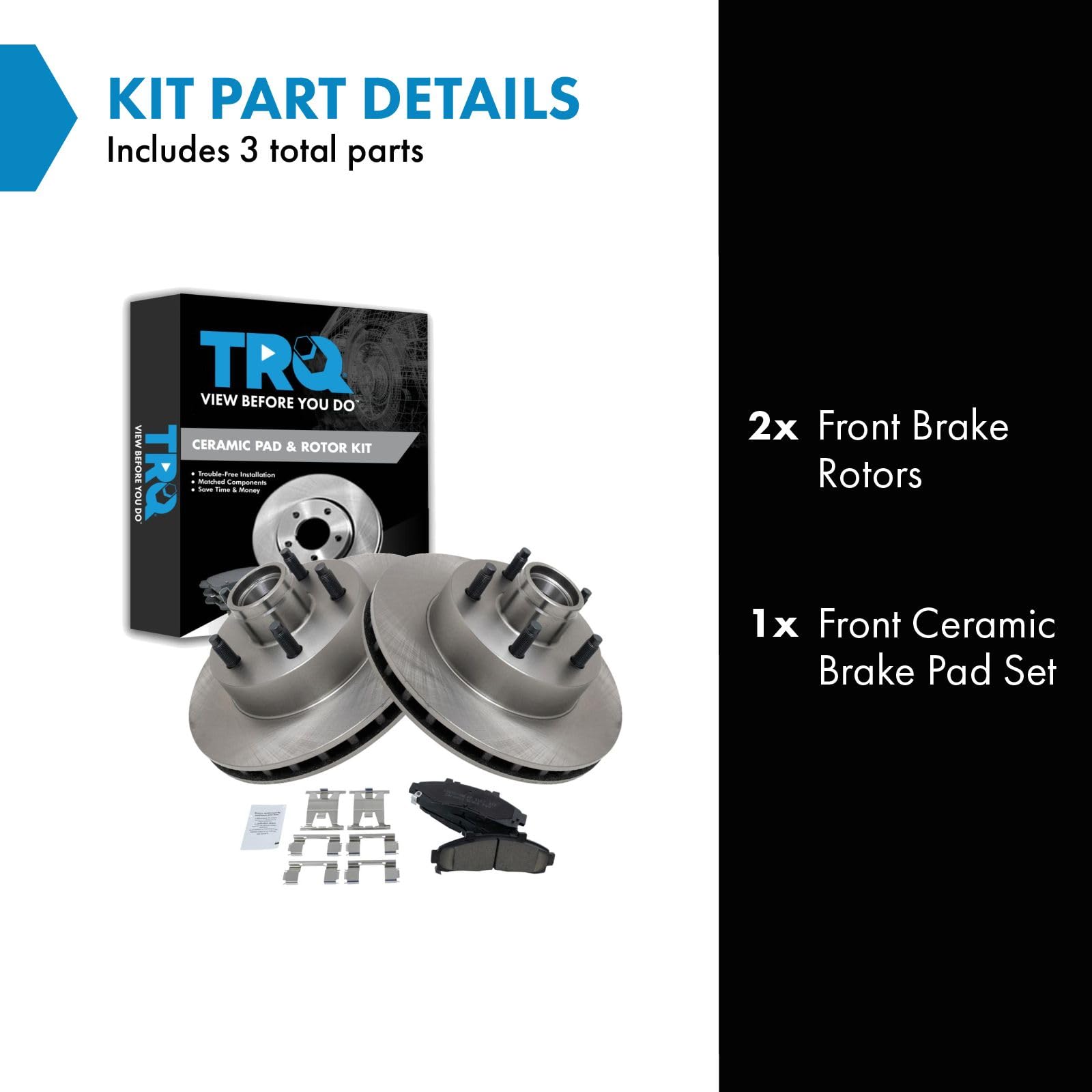 Trq Front Brake Pad & Rotor Kit Brake Pads Brake Rotor Ceramic Compatible With 1995-1997 Ford Ranger Mazda B2300 1995-1996 B3000