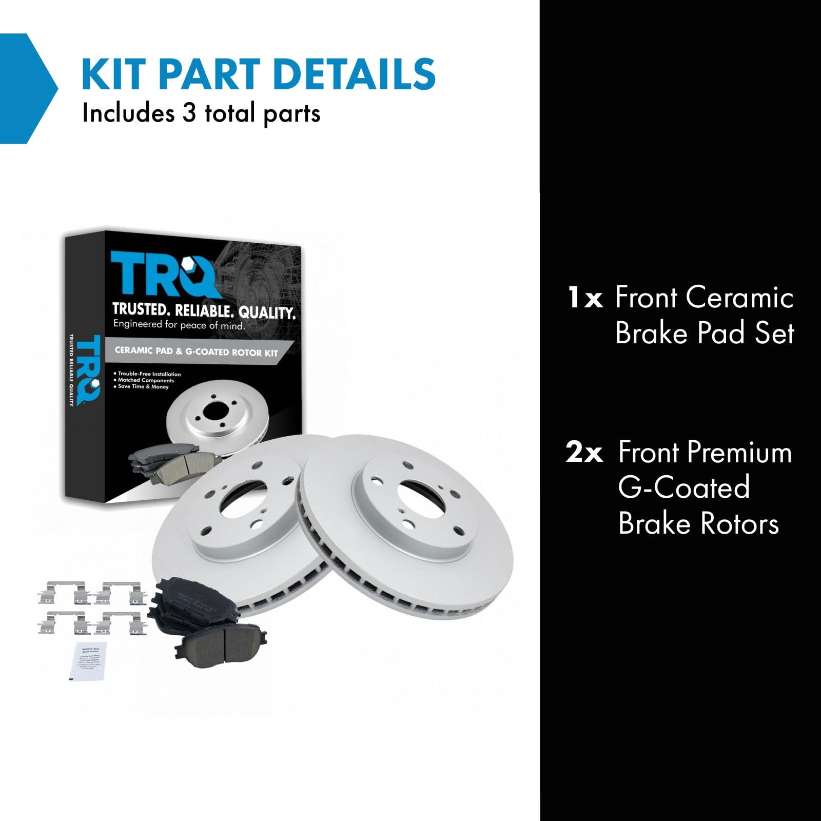 Trq Front Brake Pad & Rotor Kit Brake Pads Brake Rotor Ceramic Premium G-Coated Compatible With 2002-2006 Toyota Camry