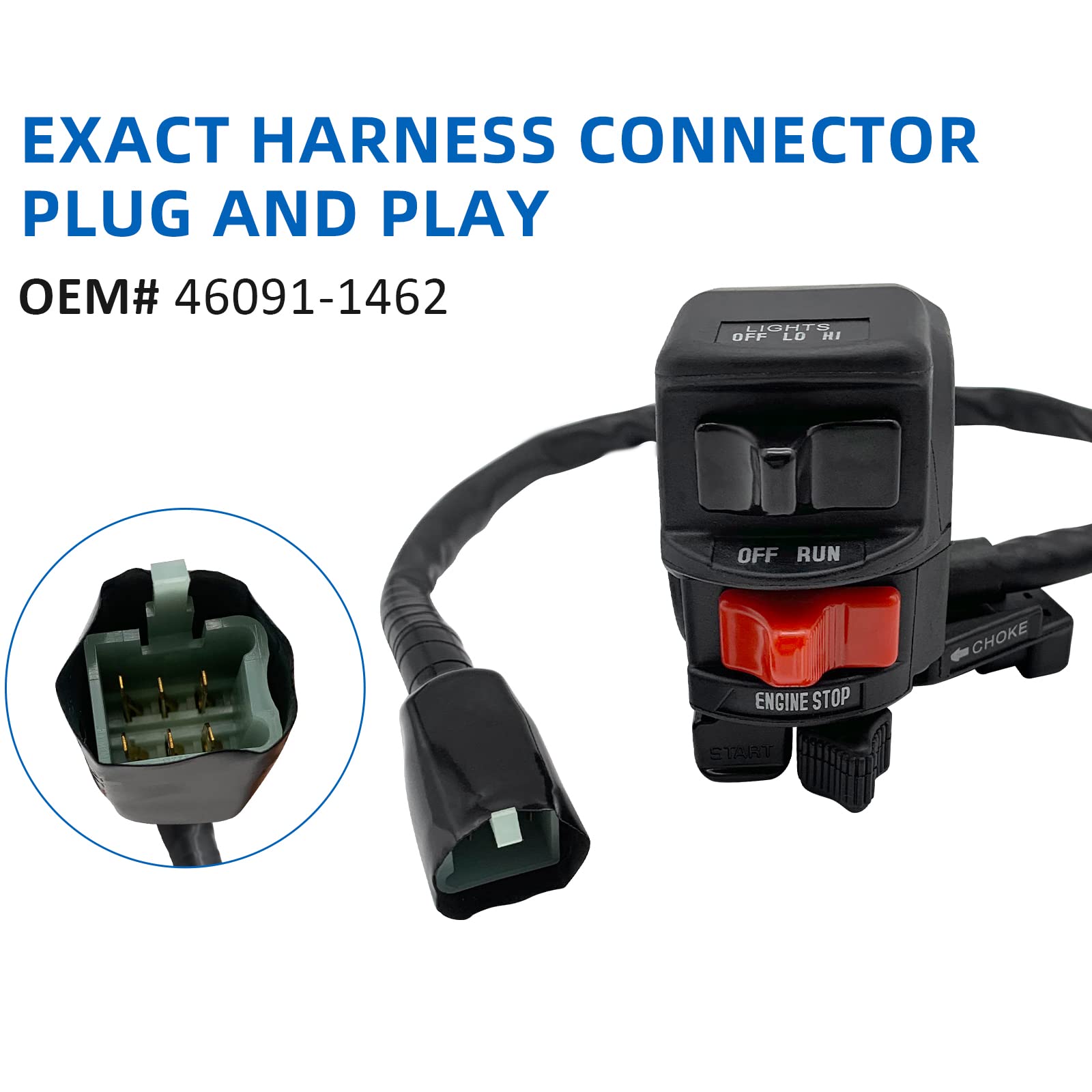 Control Switch Button Start Kill Stop Headlight For Bayou 220 Klf220 96-02 Bayou 250 Klf250 03-11, Oem# 46091-1624