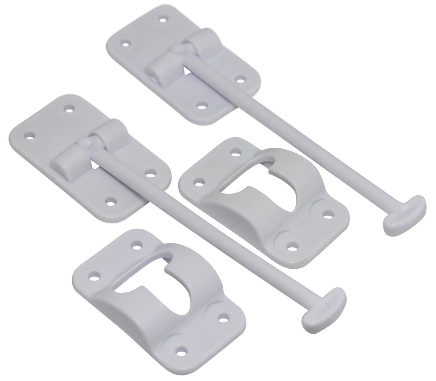 Hamilton Bowes 2 Pack: Rv T-Style Door Holder Catch 6'' For Latch Holder Camper Trailer Cargo Hatch White