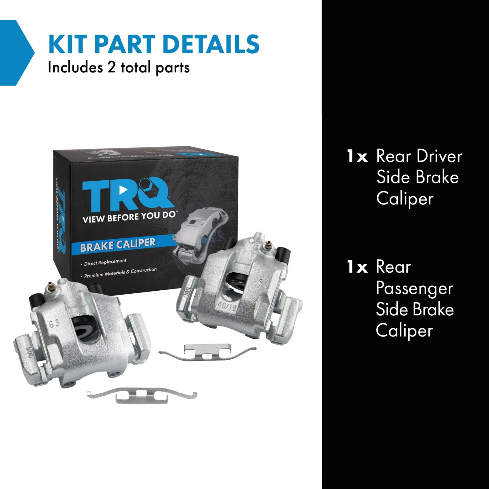 Trq Rear Brake Caliper Set Compatible With 2000 Bmw 323Ci 323I 2001-2003 325Ci 325I 325Xi 1999-2000 328I