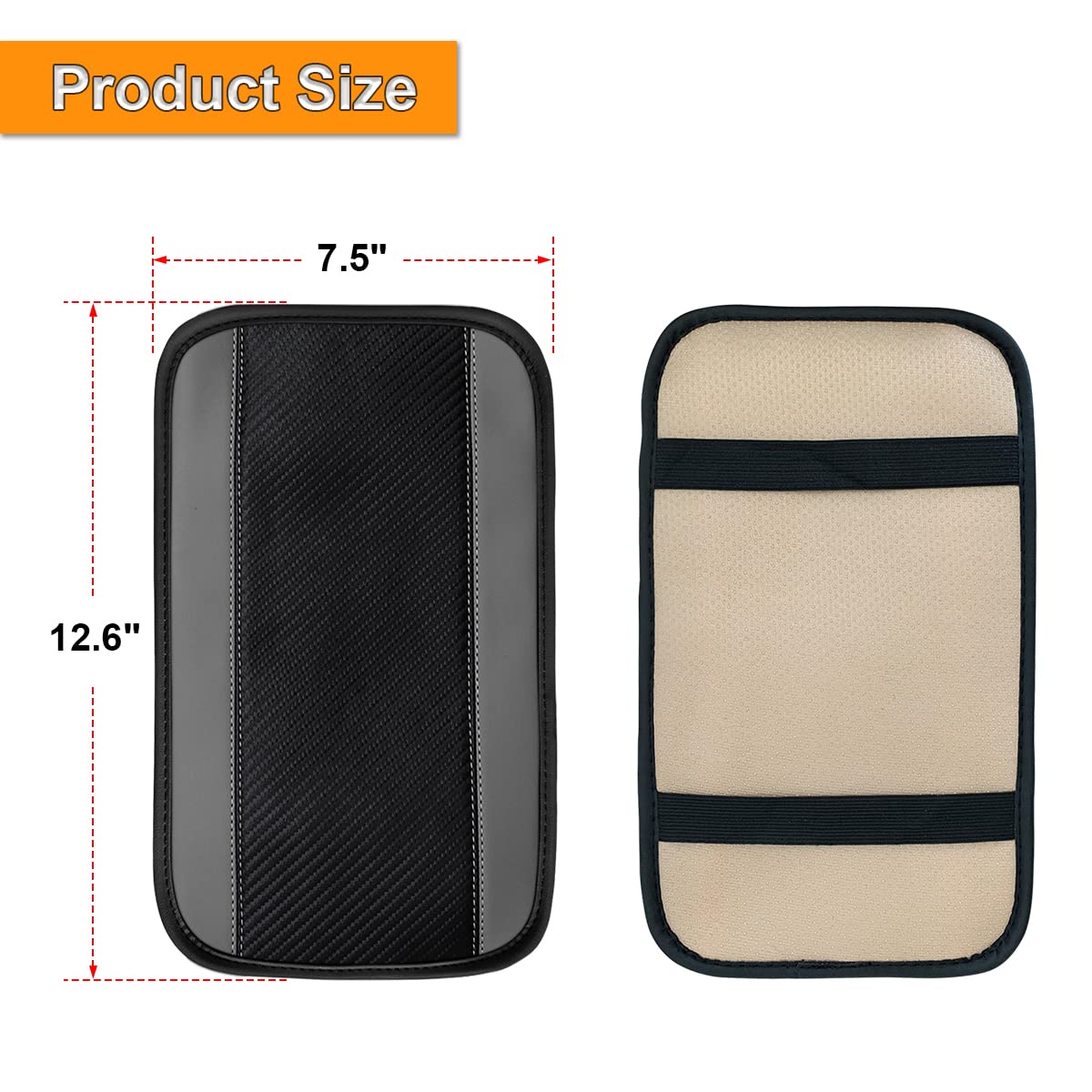 8Sanlione Car Center Console Cover, 12.6X7.5 Pu Leather Car Armrest Cover Universal Waterproof Center Console Pad, Car Accessories Interior Protection For Cars, Vehicles, Suvs (Gray)