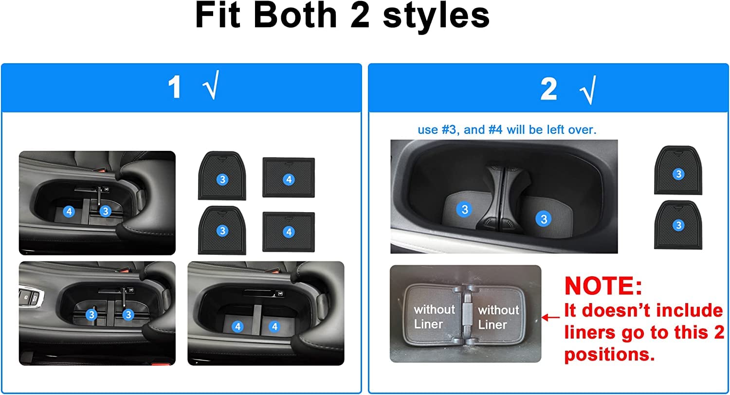 Auovo Anti Dust Cup Holder Insert Liners For Honda Hrv Accessories 2016 2017 2018 Door Pocket Center Console Interior Mats (Black Trim)