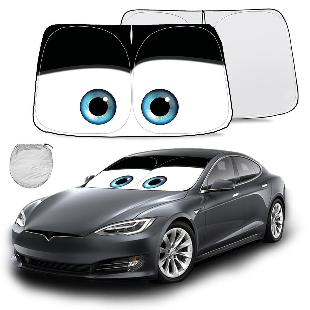 Gven For Tesla Model 3 Sunshade For Tesla Model Y Windshield Sunshade 2016-2024 Car Shade Front Window Shade Double Layer Blocks Uv Rays Sun Visor Protector 100% Cover
