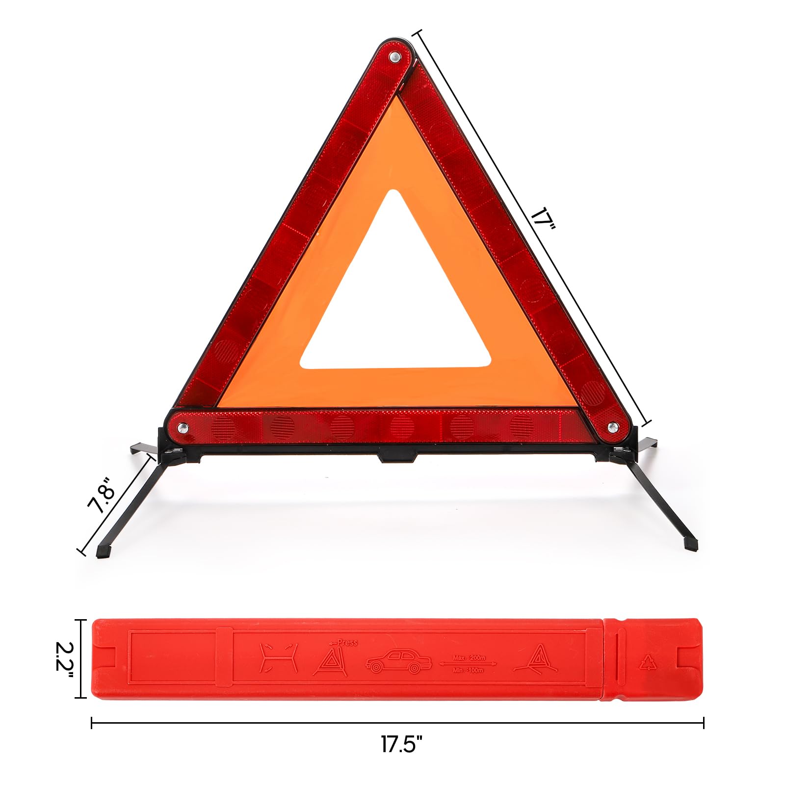 Fasmov 3 Pack Triangle Warning Frame Triangle Emergency Warning Triangle Reflector Safety Triangle Kit, Emergency Triangle for V