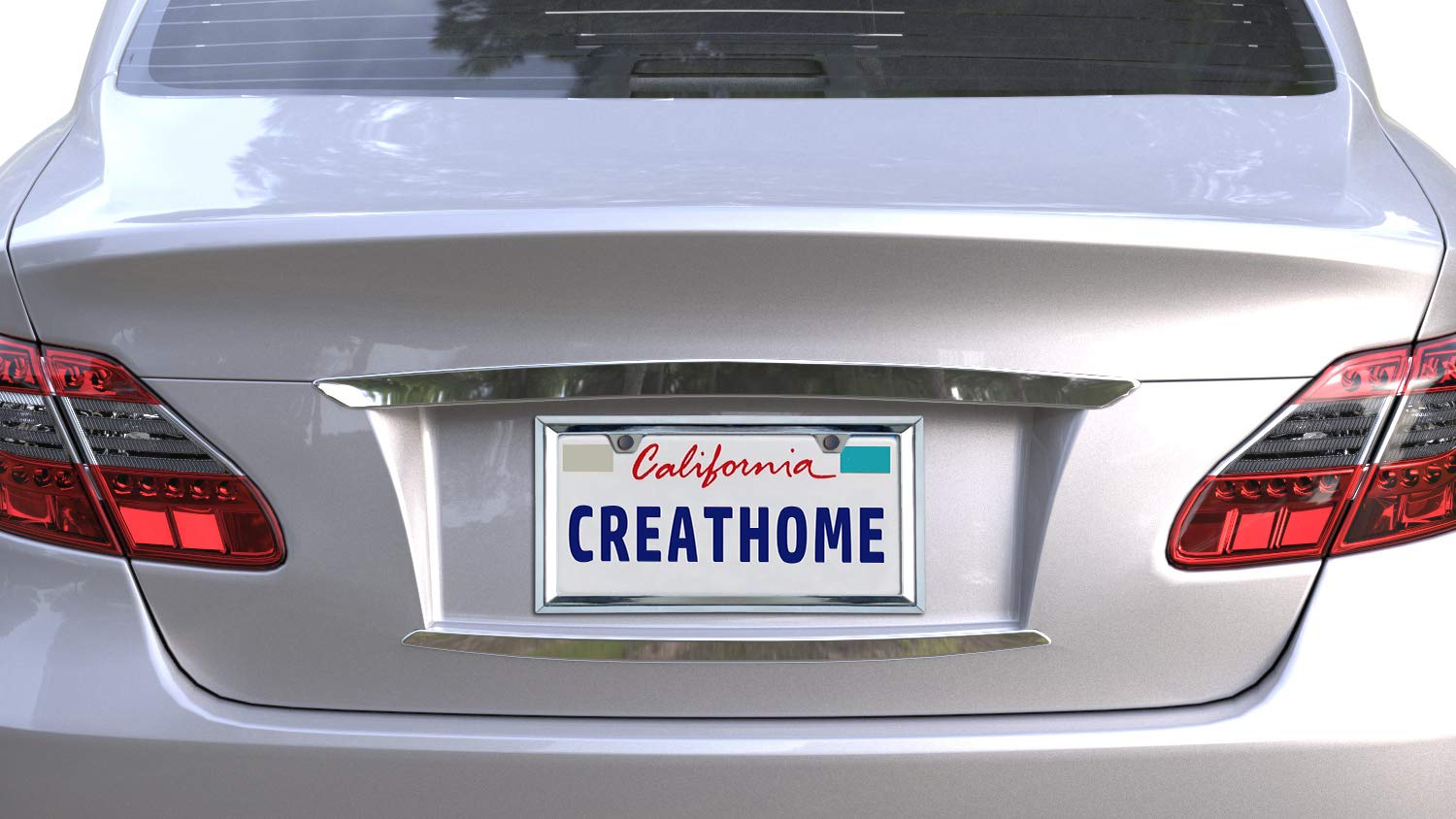 Creathome 3D Chrome License Plate Frames, Pure Zinc Alloy Metal With Triangle Patterne