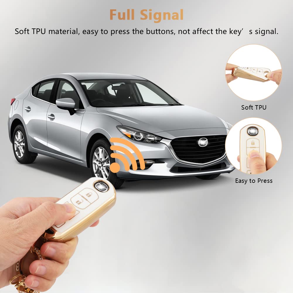 Pifoog For Mazda Key Fob Cover 6 3 Cx5 Cx9 Cx-3 Mx5 Mitia Accessories Girly Women Soft Tpu Car Keys Shell Case 4 Buttons Full Co