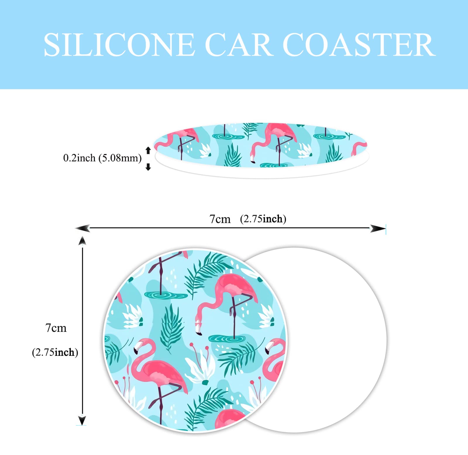 Flamingo Gifts for Women Steering Wheel Cover for Women Men with 2 Pcs Car Coasters, Universal 14.5-15 Inch Rainbow Steering Whe