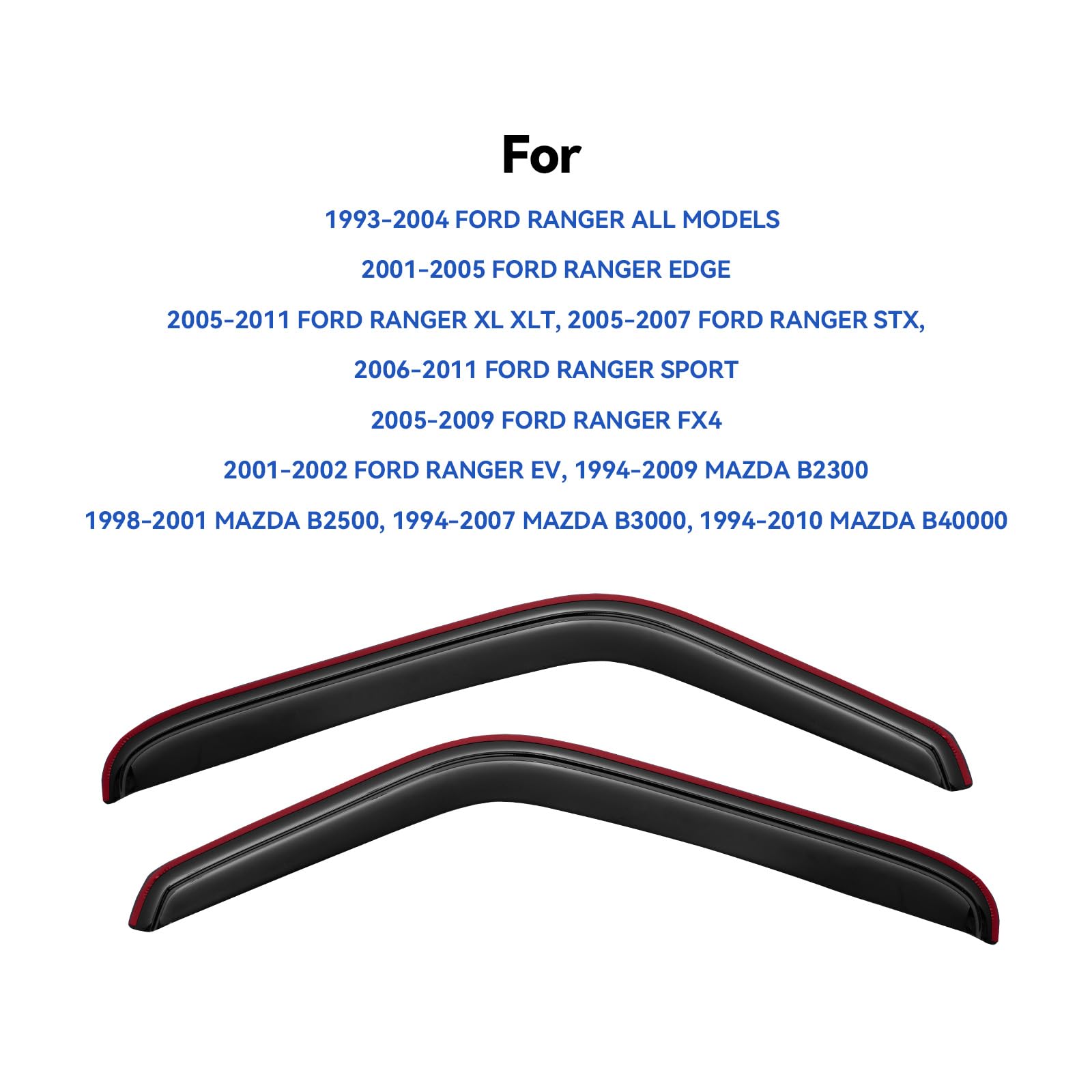 in-Channel Window Visors Rain Guards for 1993-2011 Ford Ranger, Window Vent Wind Deflectors Visors Shades for 1994-2009 Mazda B2