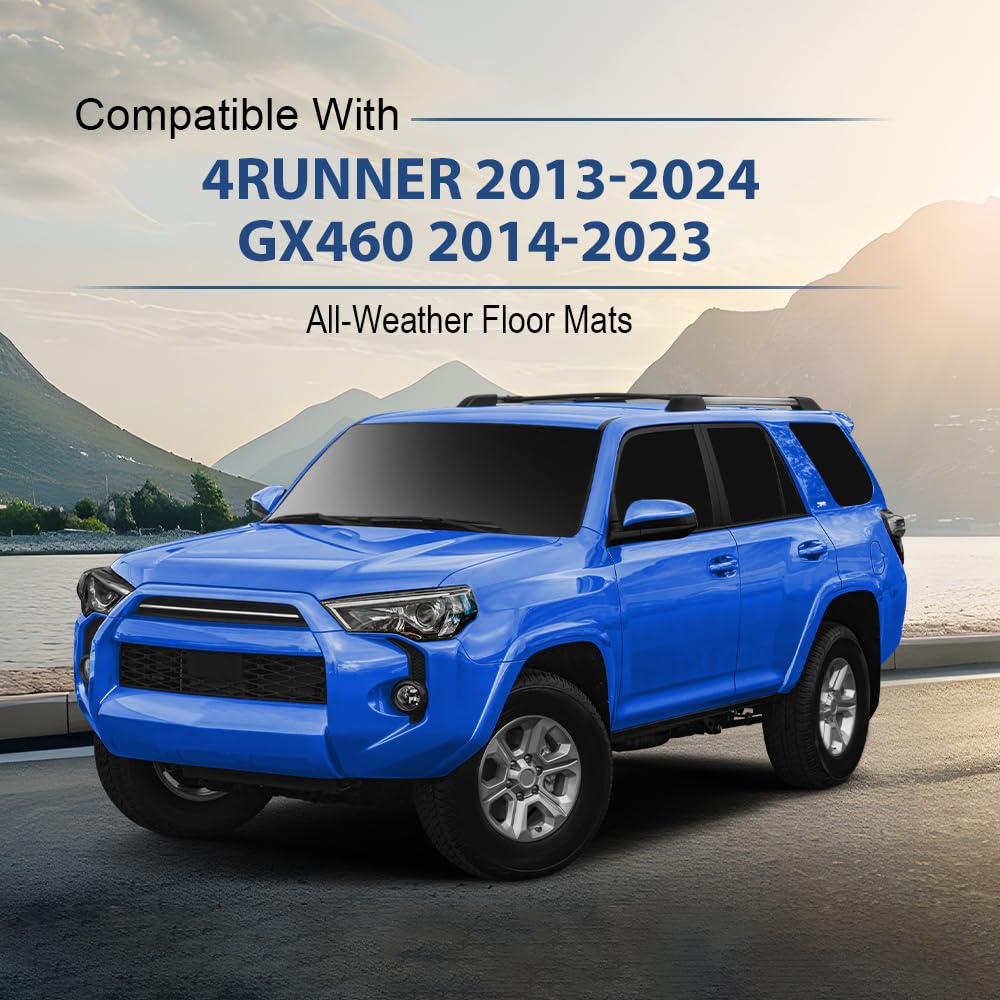 Pit66 Mats Cargo Liners Compatible With Toyota 4Runner 2013-2024/ Fit Lexus Gx460 2014-2023 (Heavy Duty) Tpe 3-Piece Premium,Bla