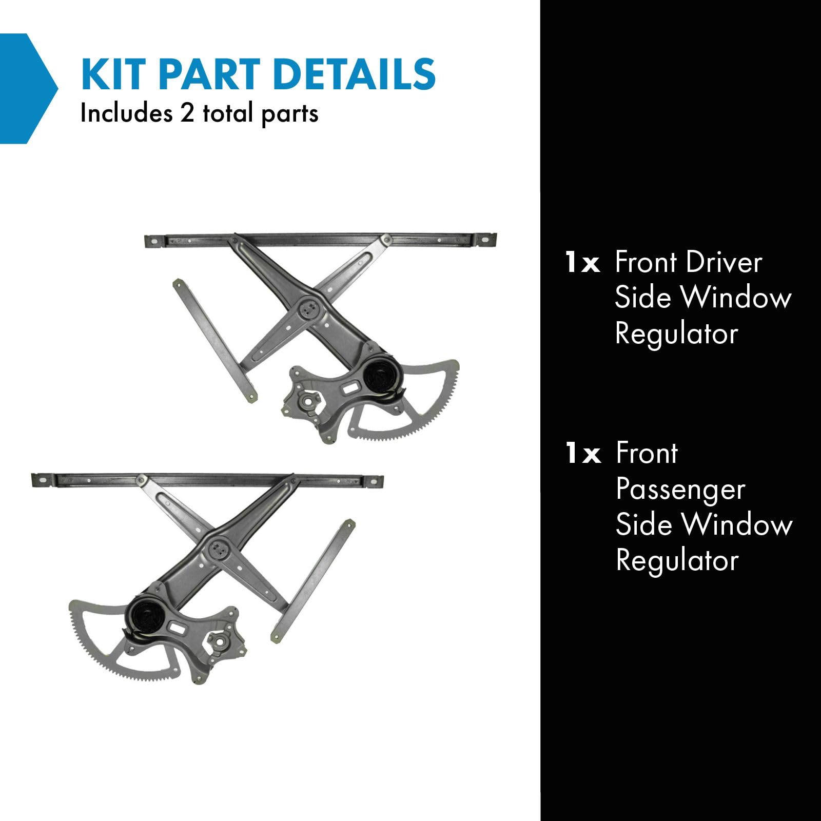 Trq Front Power Window Regulator Set Compatible With 2002-2006 Toyota Camry