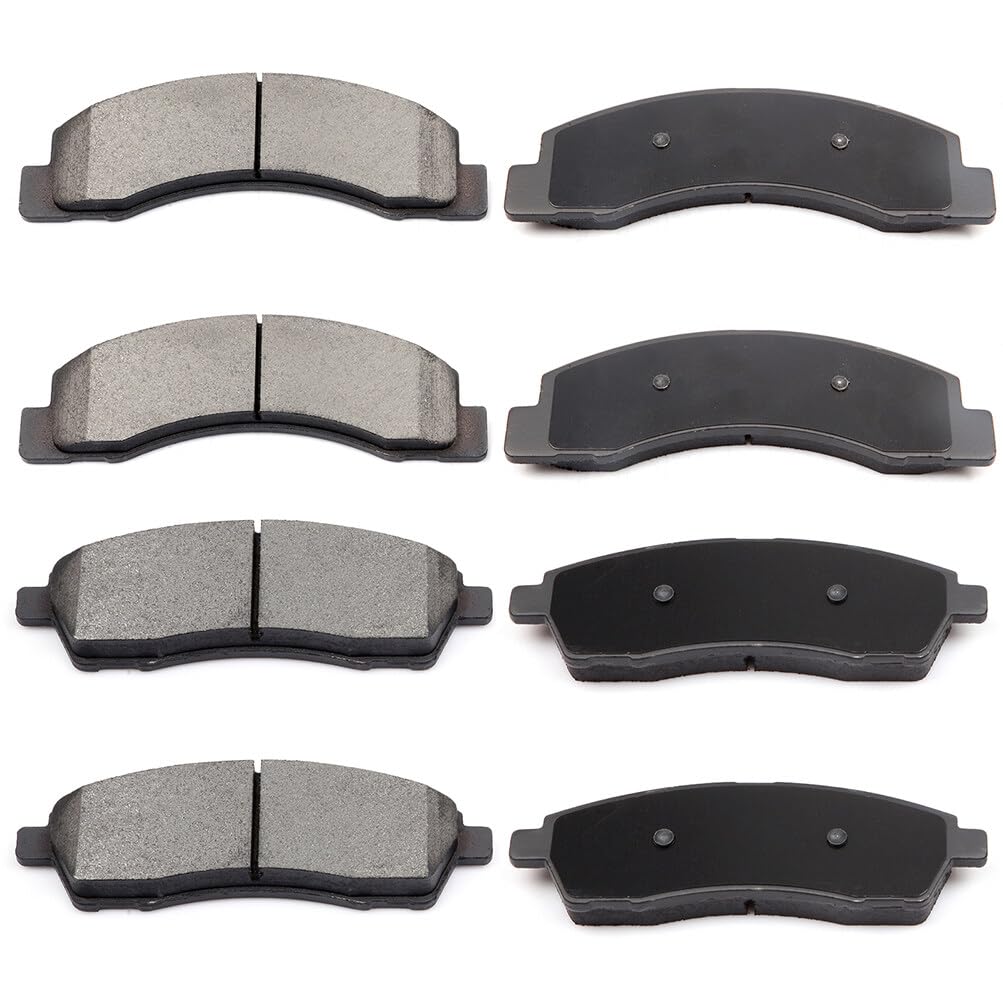 Eccpp D824-7625 D757-7626 Front Ceramic & Rear Semi Metallic Disc Brake Pad Set - Fit For Ford Excursion 2000-2005, F-250 Super