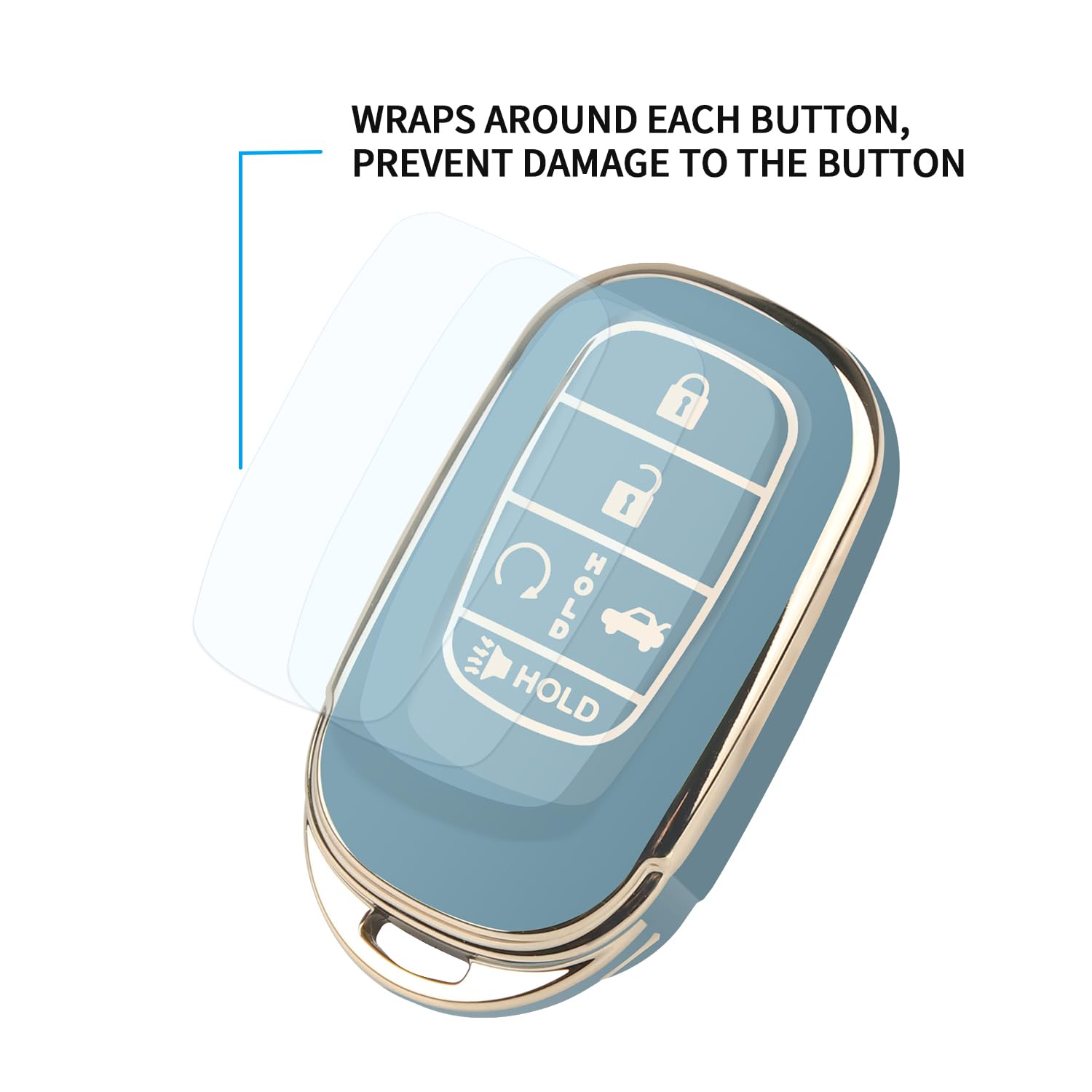 Qbuc For Honda Key Fob Cover, Soft Tpu Car Key Case Protector With Leather Keychain Compatible With Honda Accord Civic Hr-V Cr-V